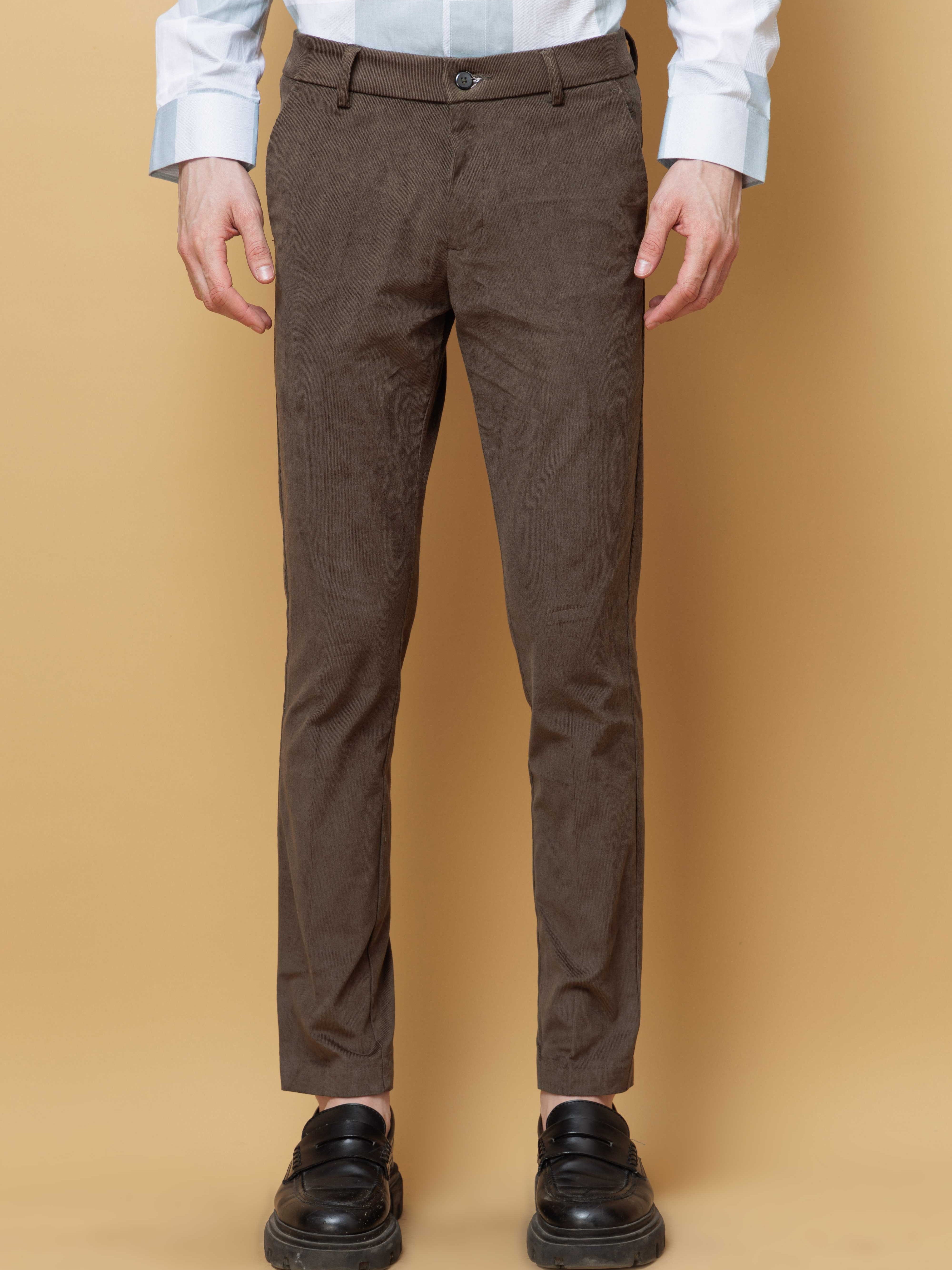 FOOMER OLIVE CORDUROY RELAXED FIT TROUSERS FOR MEN'S