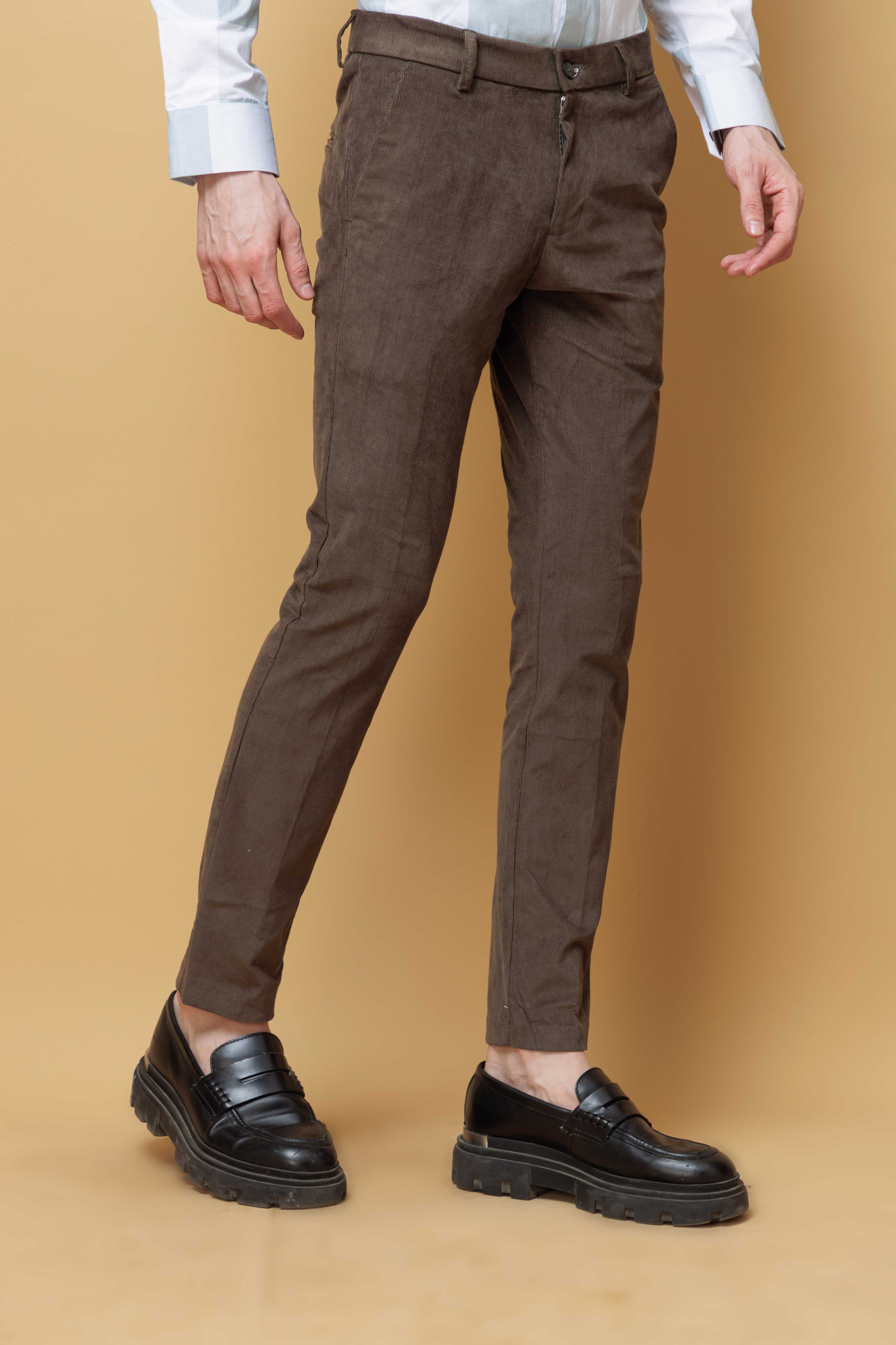 FOOMER OLIVE CORDUROY RELAXED FIT TROUSERS FOR MEN'S