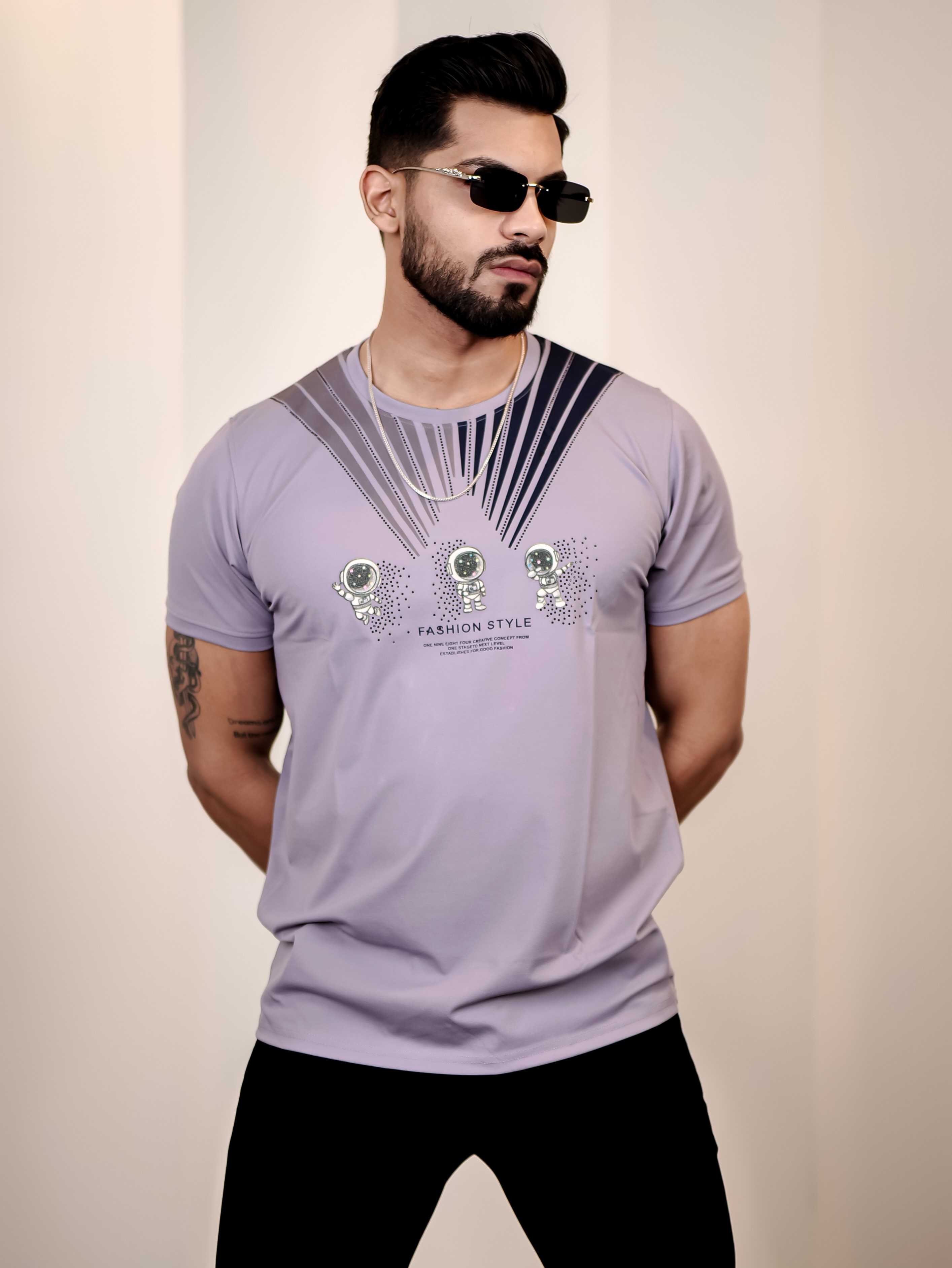 Wisteria Round Neck Imported Cotton Half Sleeve Premium Designer T-Shirt