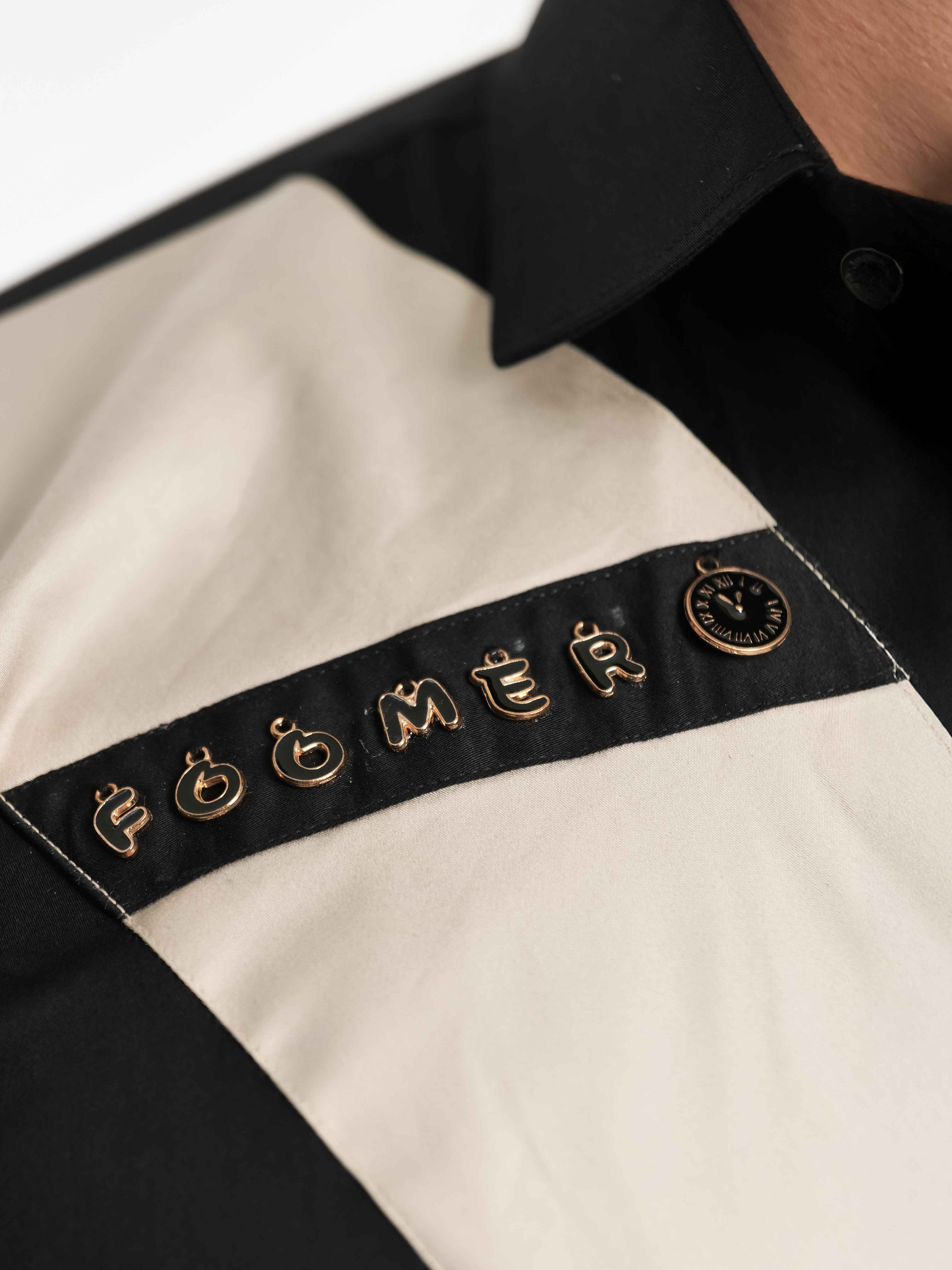 FOOMER BLACK CUT N SEW DESIGNER SHIRT FOR MEN'S