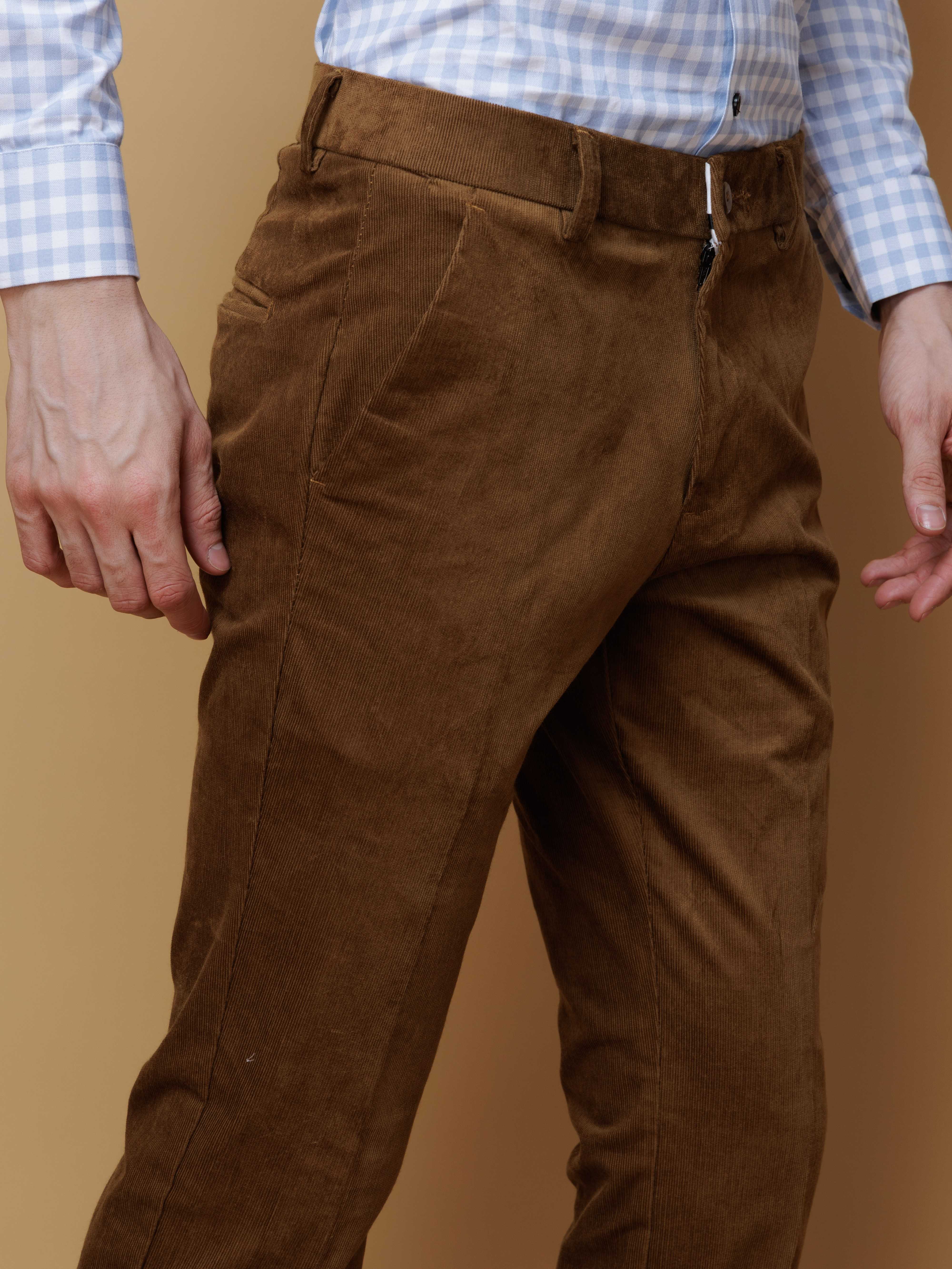 FOOMER MUSTARD YELLOW CORDUROY RELAXED FIT TROUSERS FOR MEN'S