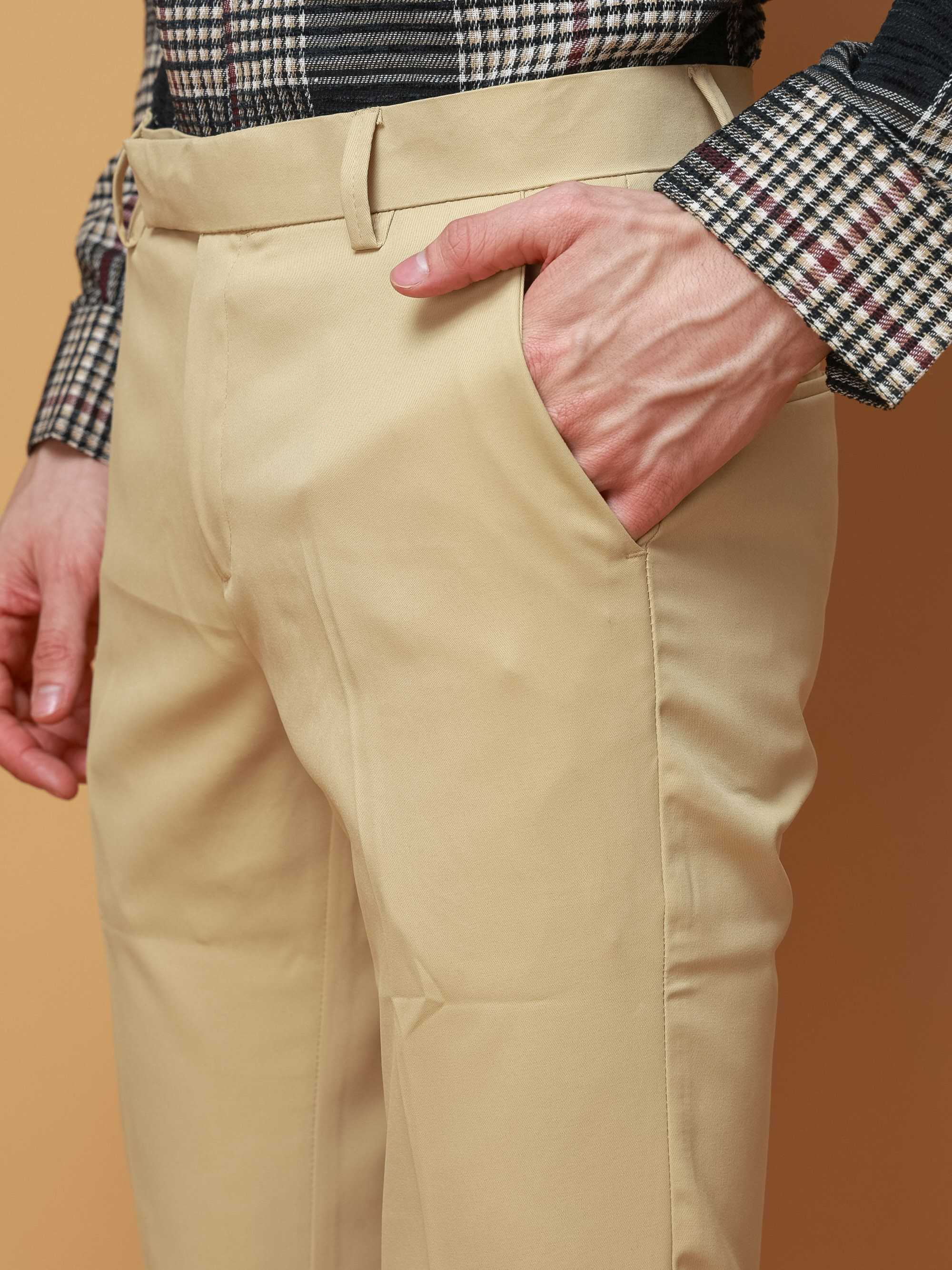 Foomer Formal Cream Pant For Men's