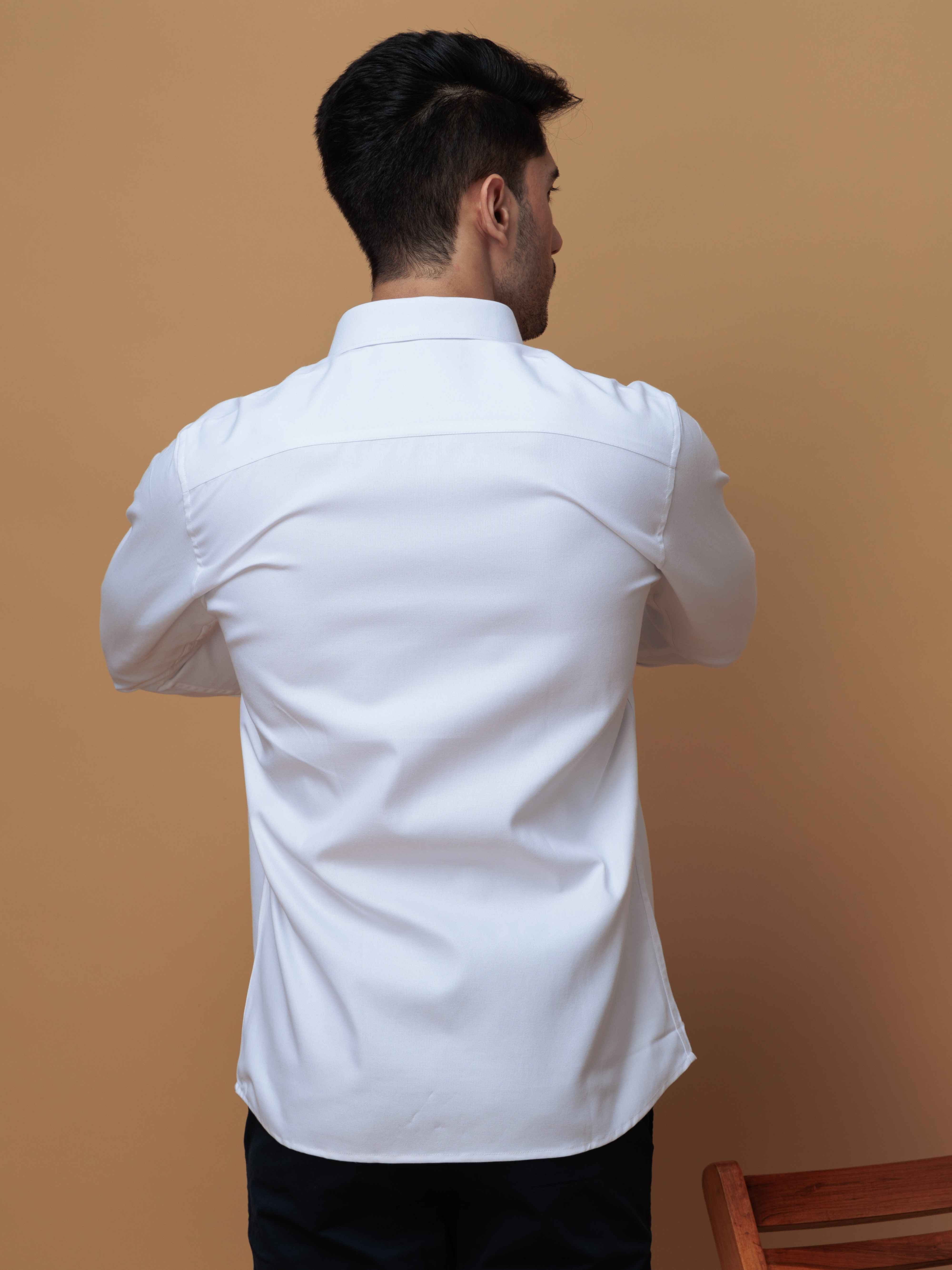 FORMAL WHITE PLAIN OXFORD COTTON CASUAL SHIRT FOR MEN'S