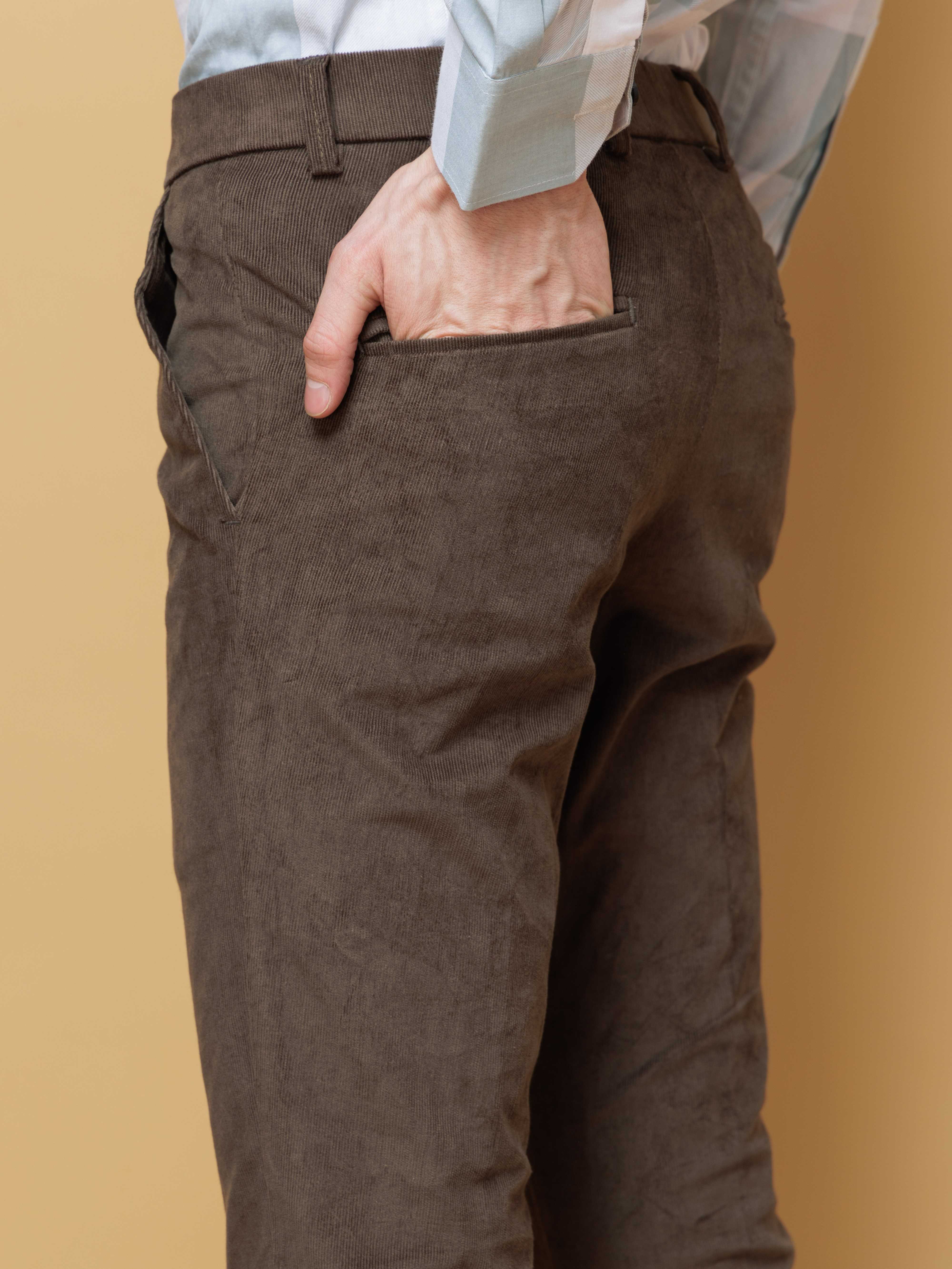 FOOMER OLIVE CORDUROY RELAXED FIT TROUSERS FOR MEN'S