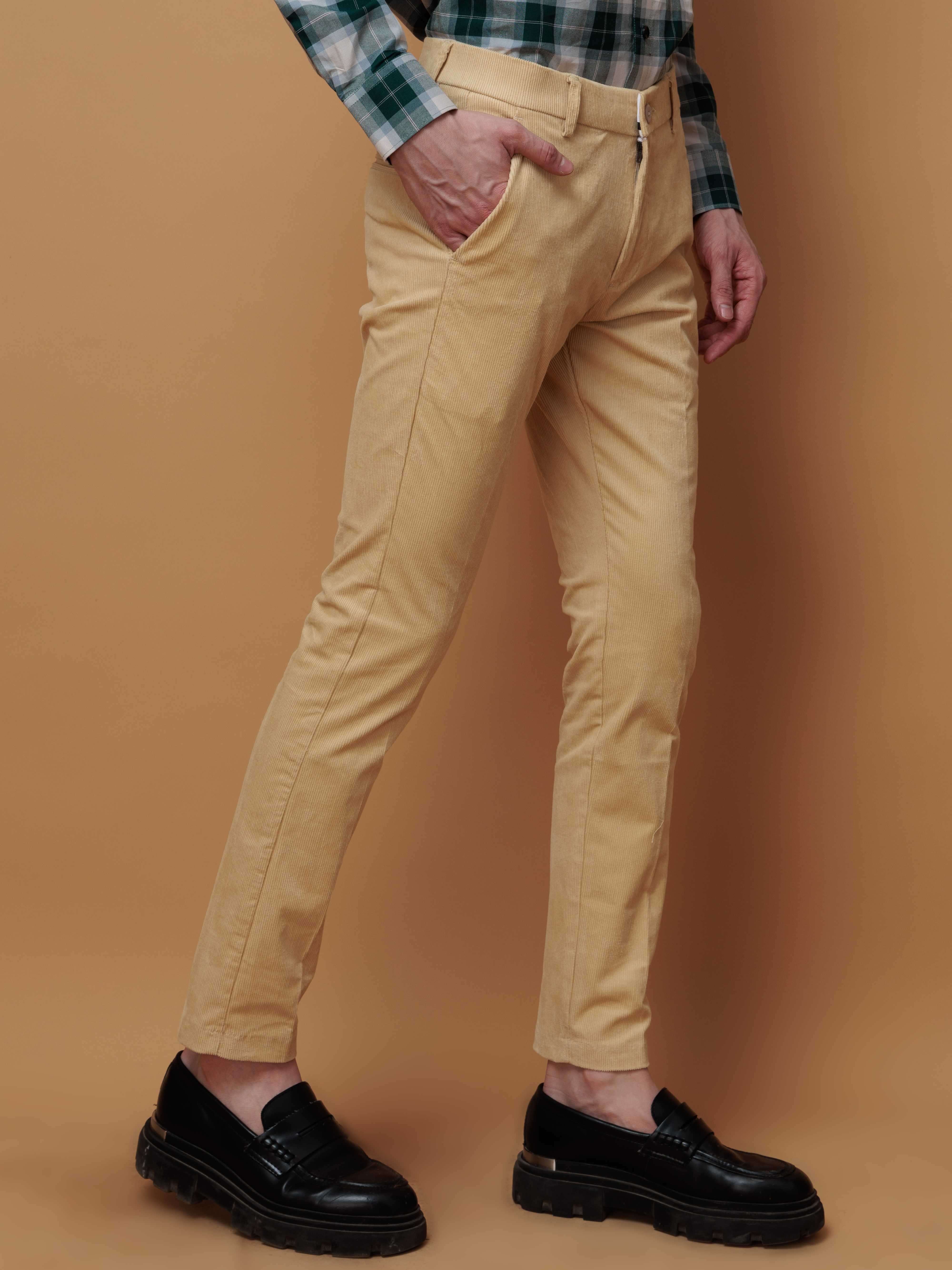 FOOMER YELLOW CORDUROY RELAXED FIT TROUSERS FOR MEN'S