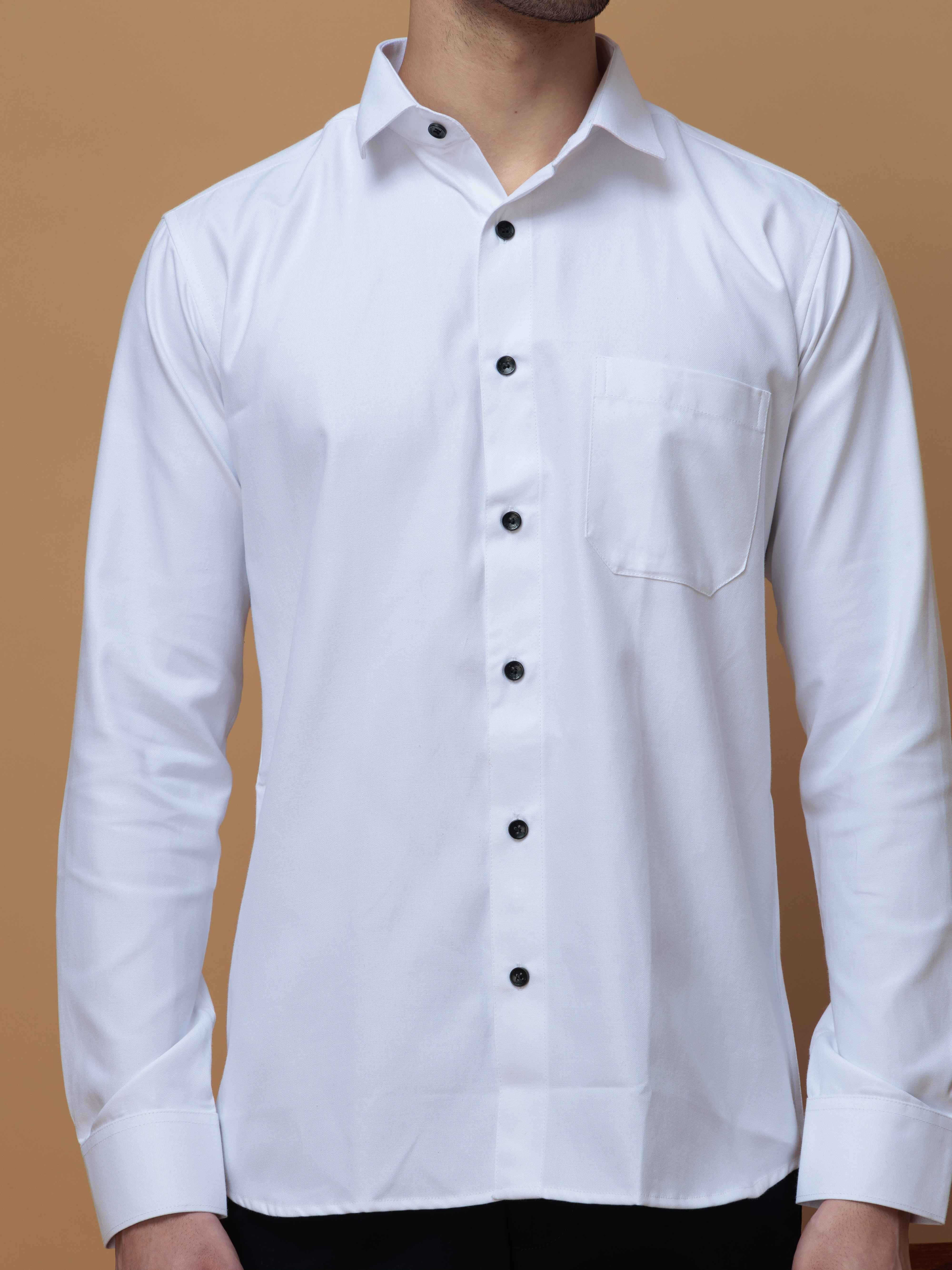 FORMAL WHITE PLAIN OXFORD COTTON CASUAL SHIRT FOR MEN'S