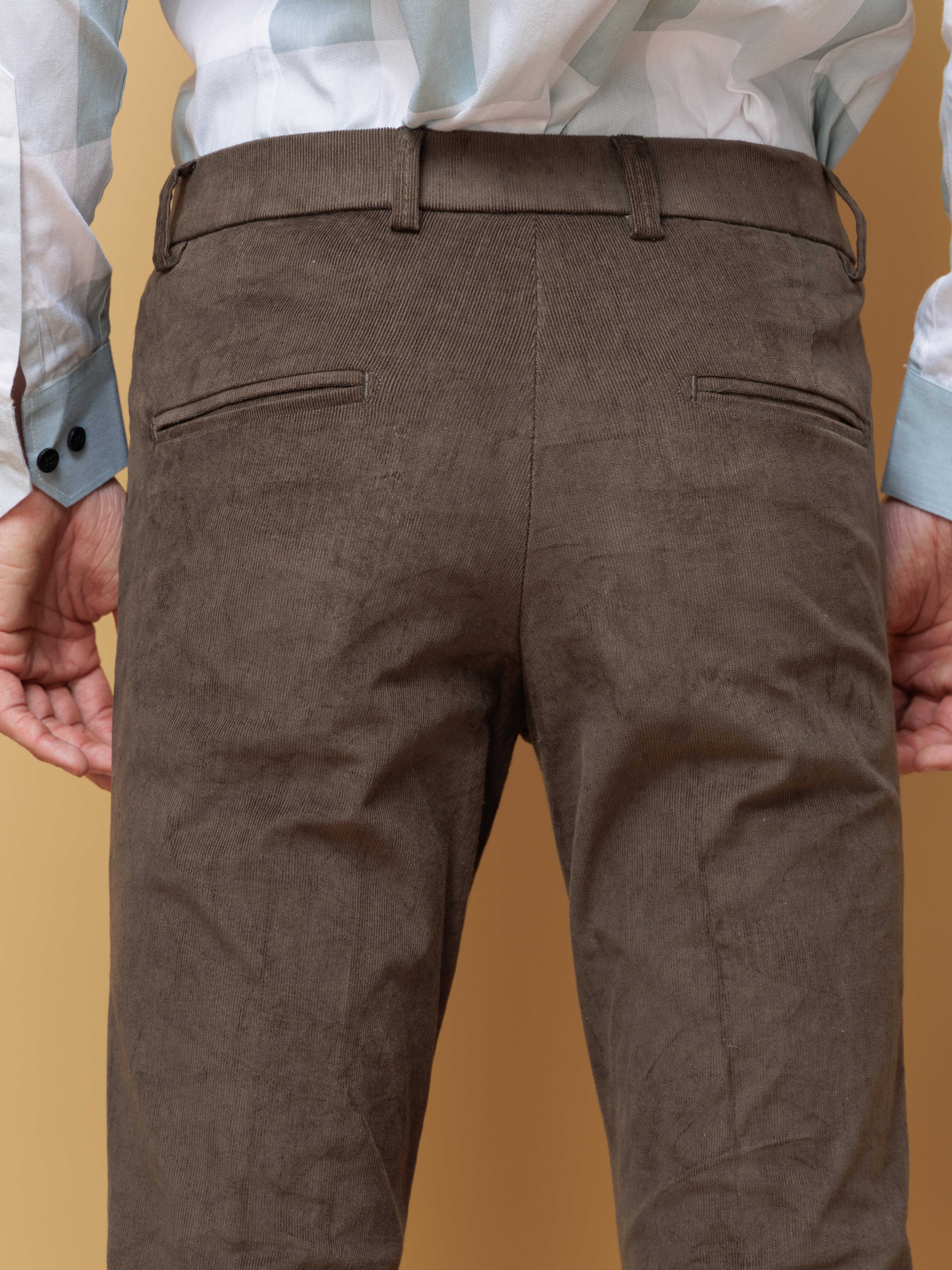 FOOMER OLIVE CORDUROY RELAXED FIT TROUSERS FOR MEN'S