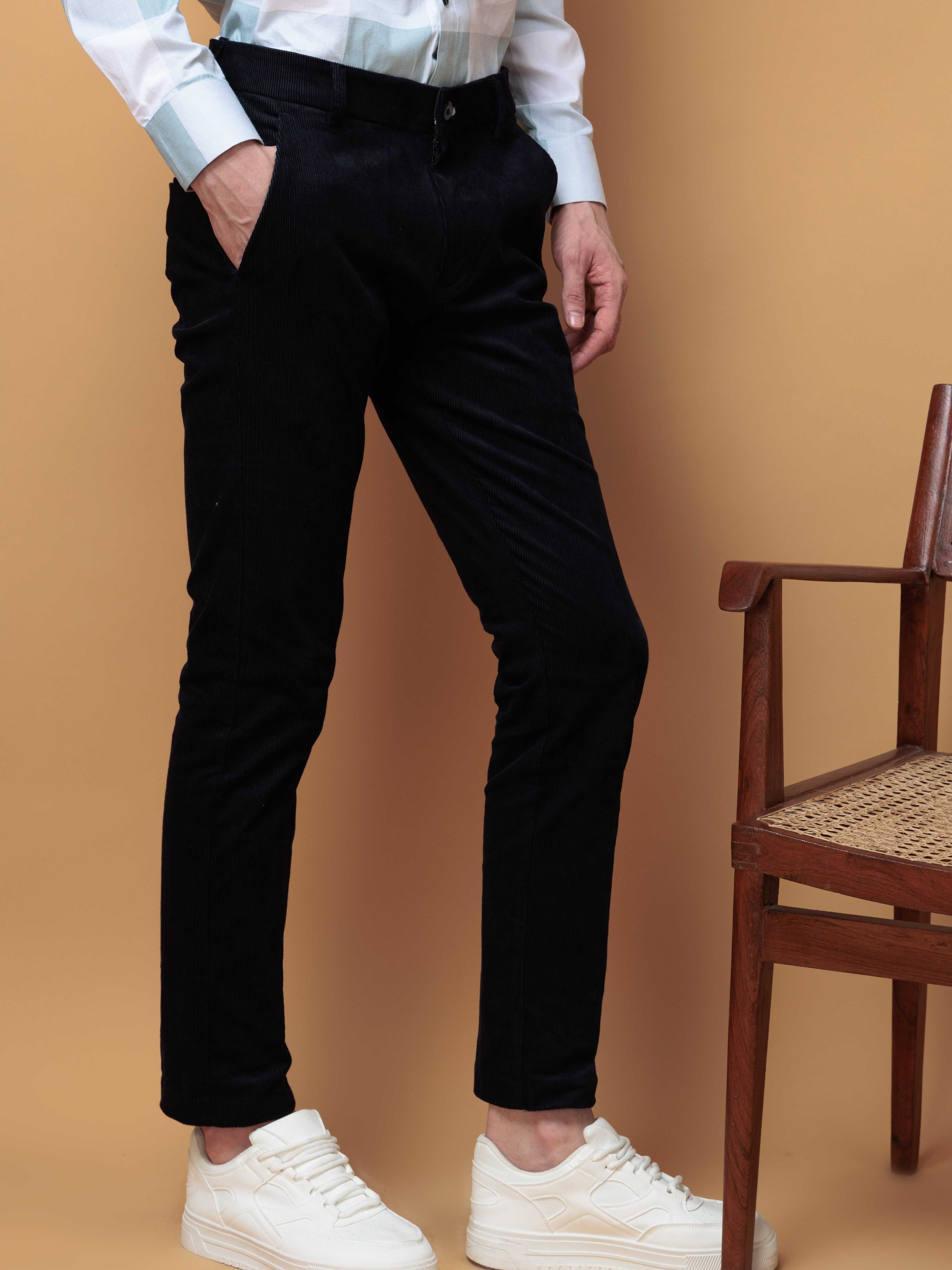 FOOMER BLUE CORDUROY RELAXED FIT TROUSERS FOR MEN'S