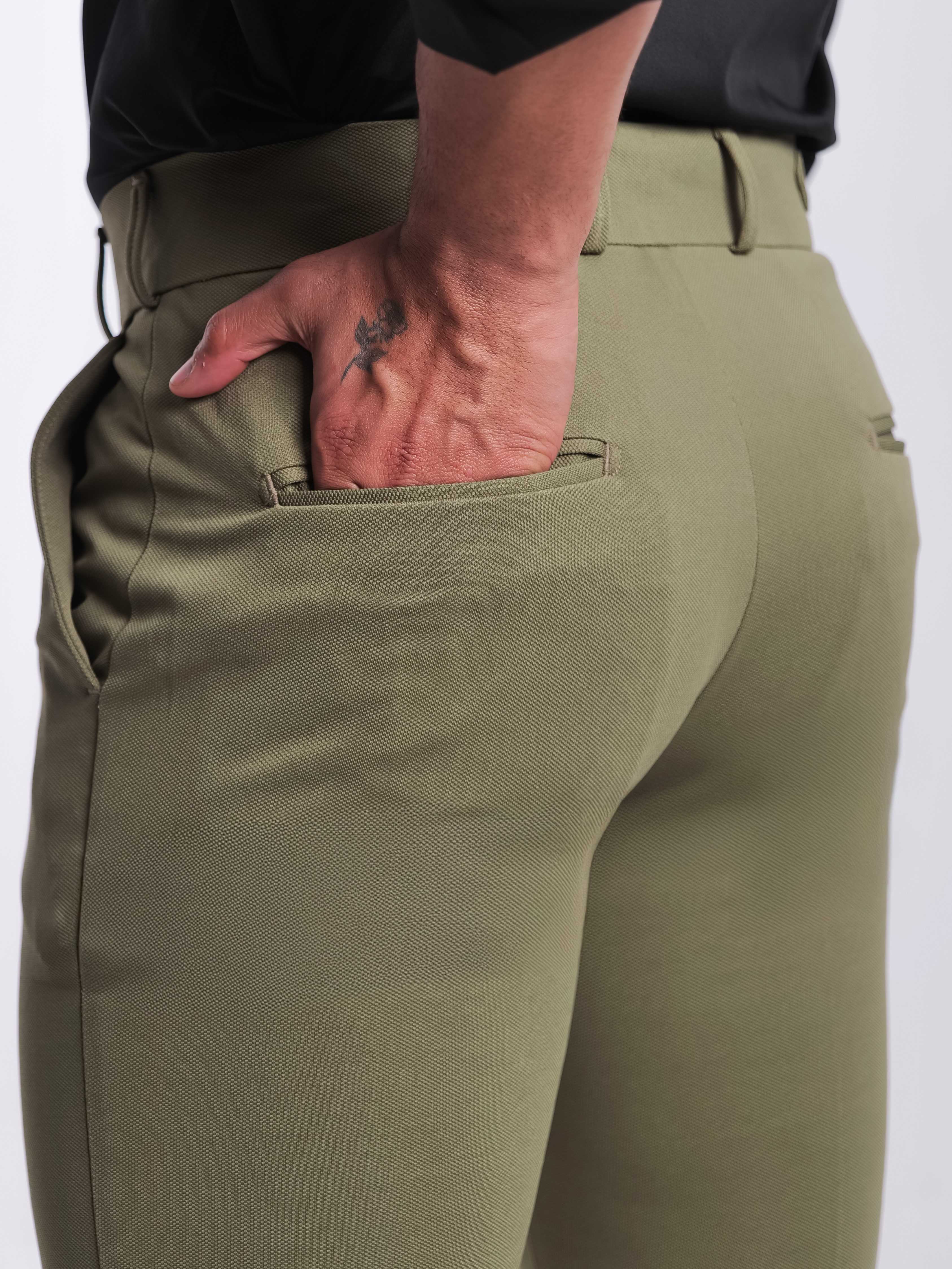 Foomer Urban Olive Trouser Pant For Men's