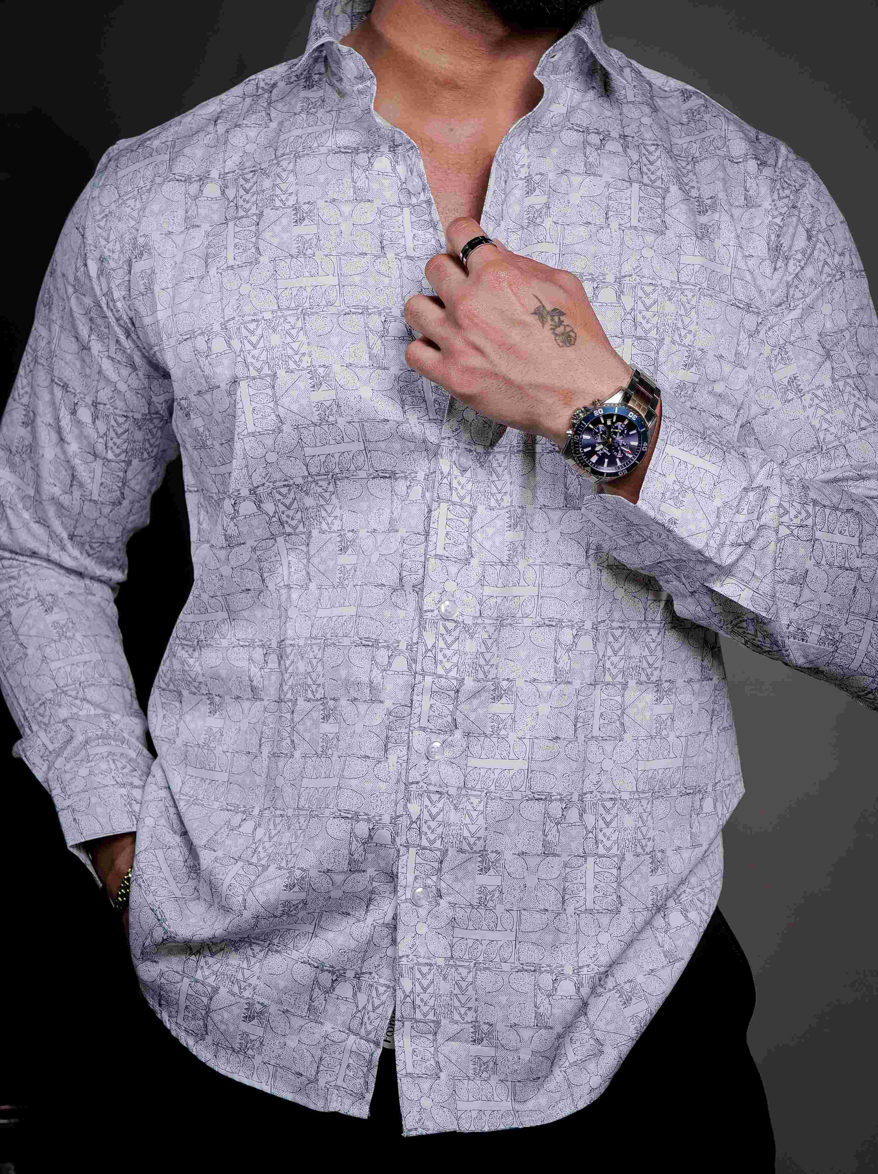 White Cotton Print Premium Shirt – The Foomer