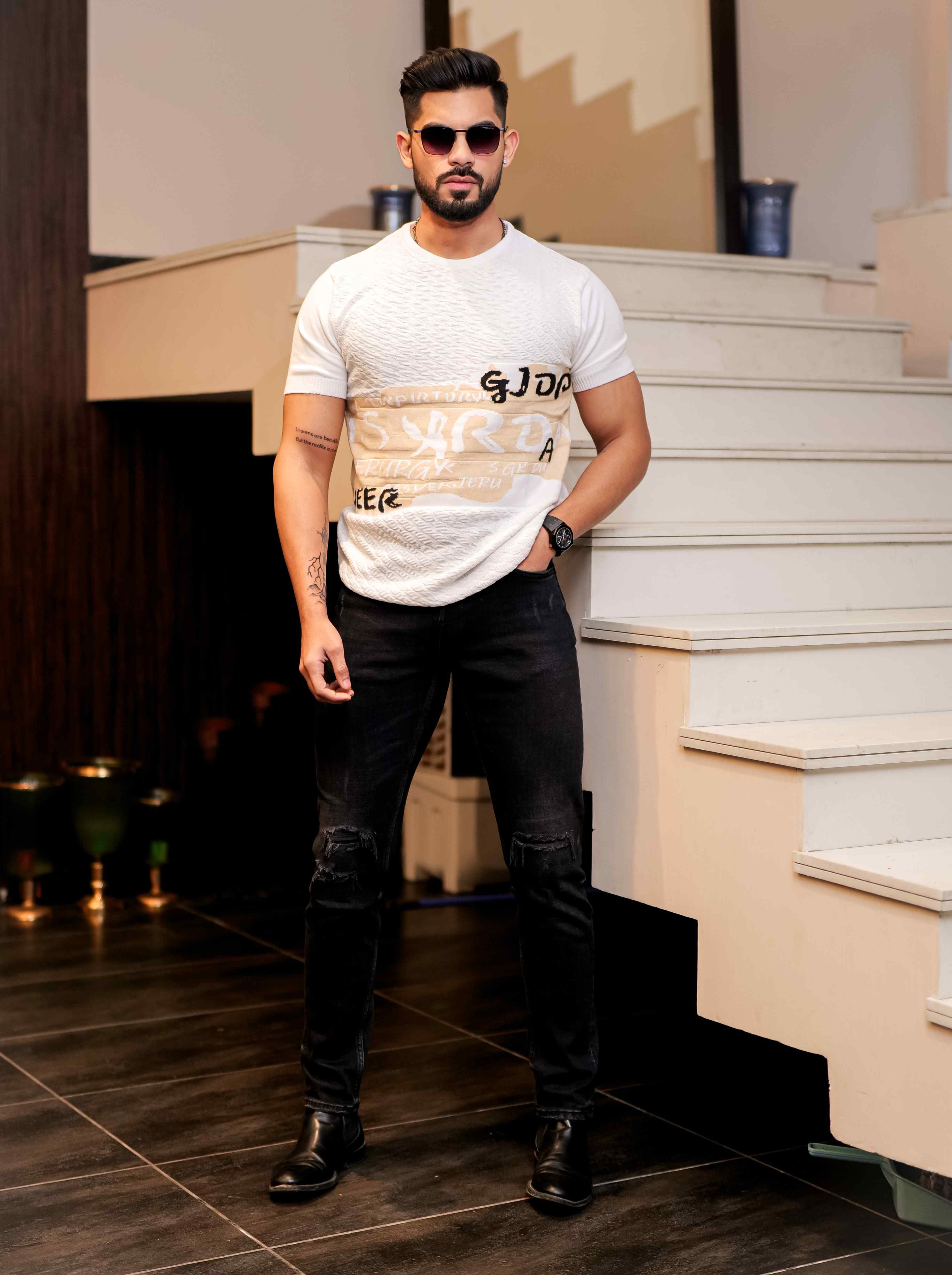 White Cotton Half Sleeve Premium T Shirt