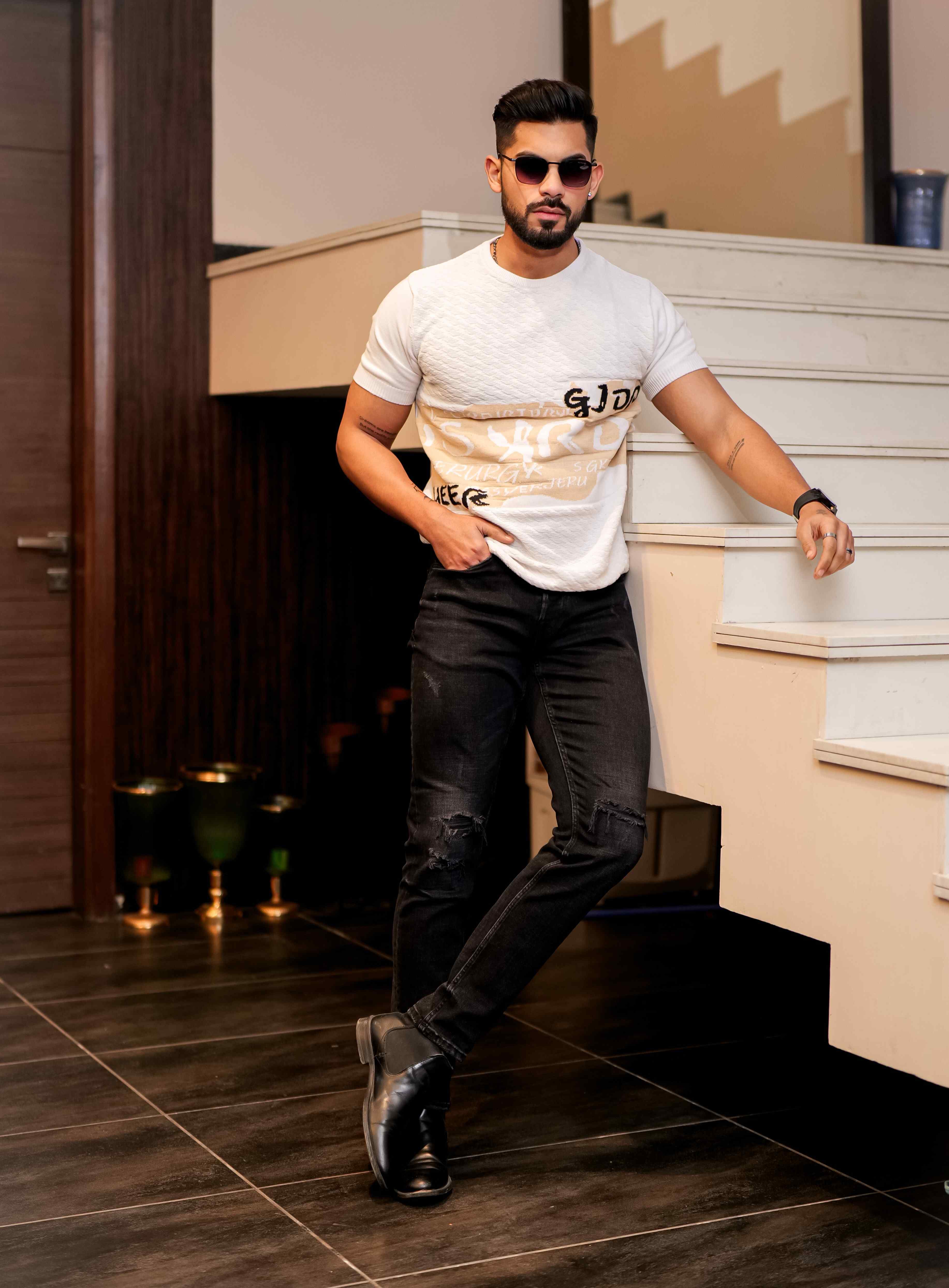White Cotton Half Sleeve Premium T Shirt