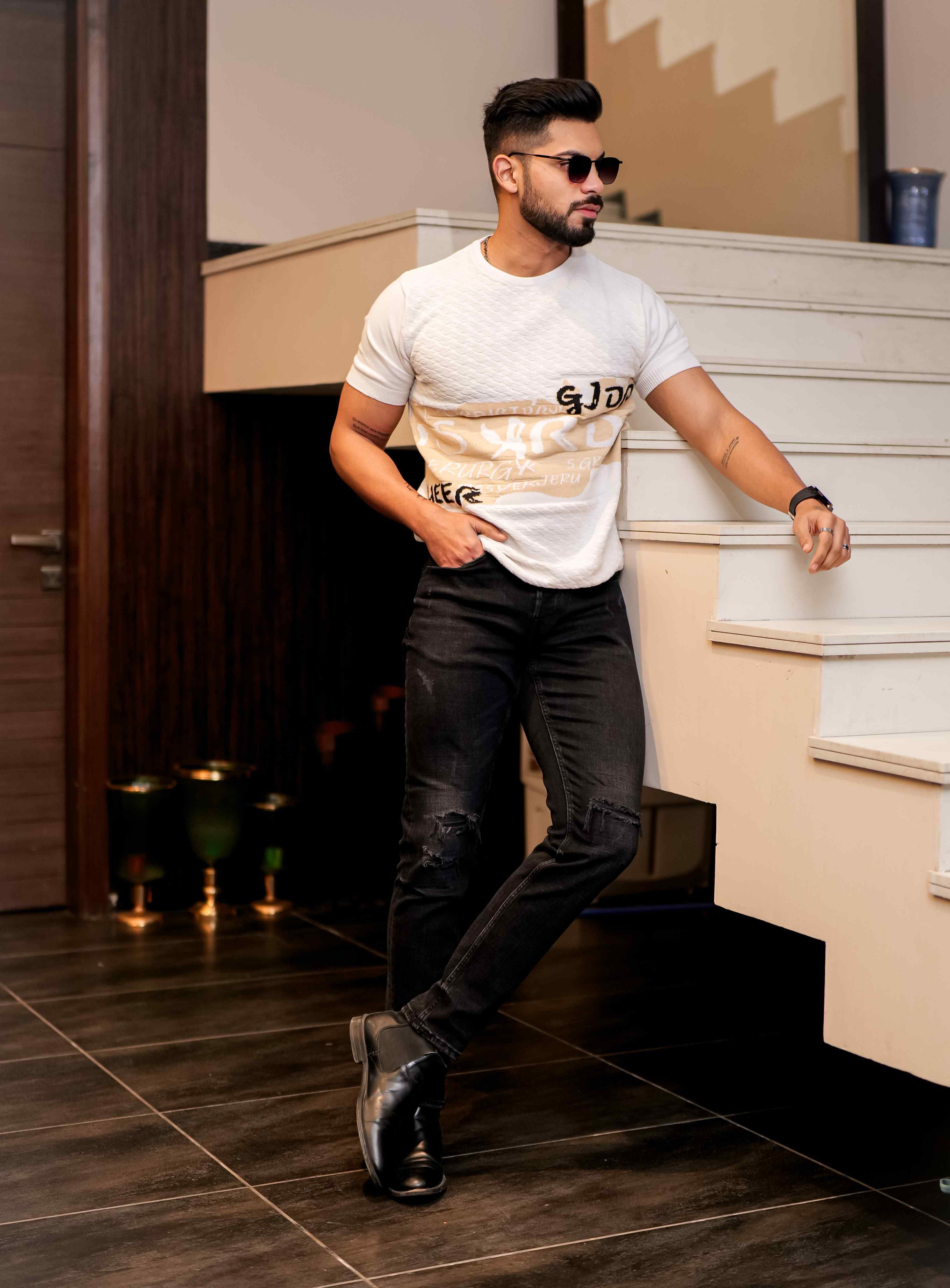 White Cotton Half Sleeve Premium T Shirt