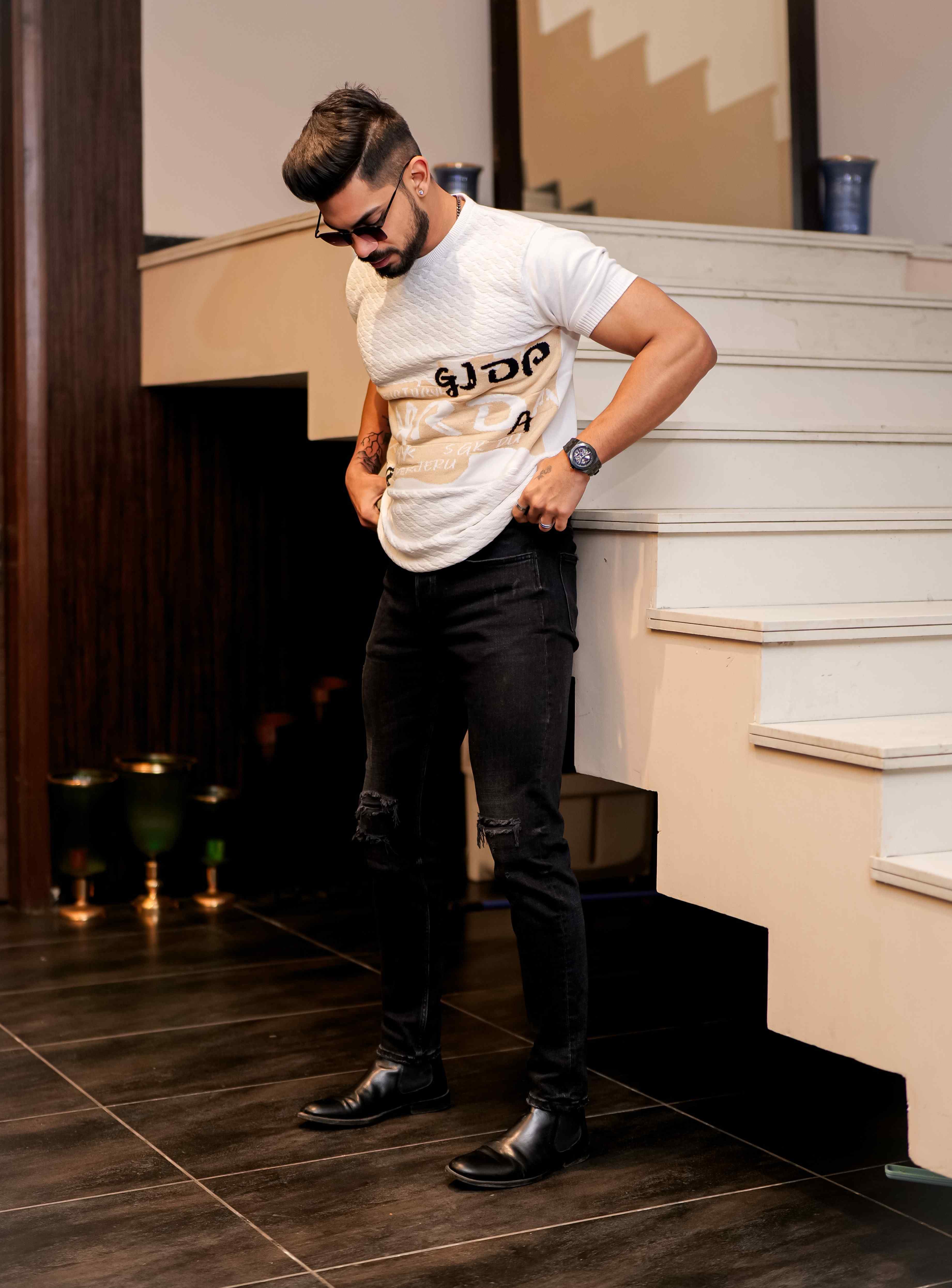 White Cotton Half Sleeve Premium T Shirt