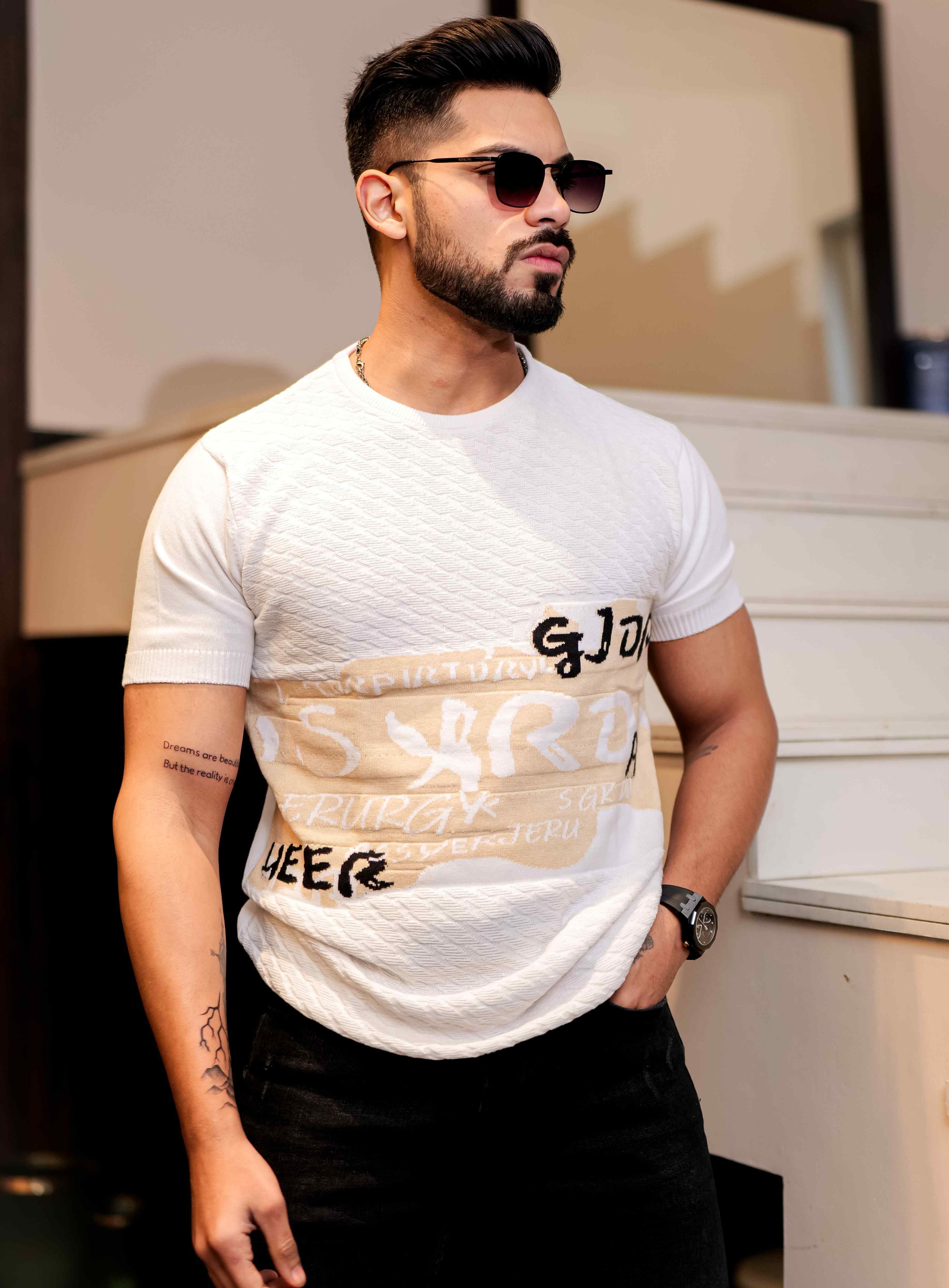 White Cotton Half Sleeve Premium T Shirt