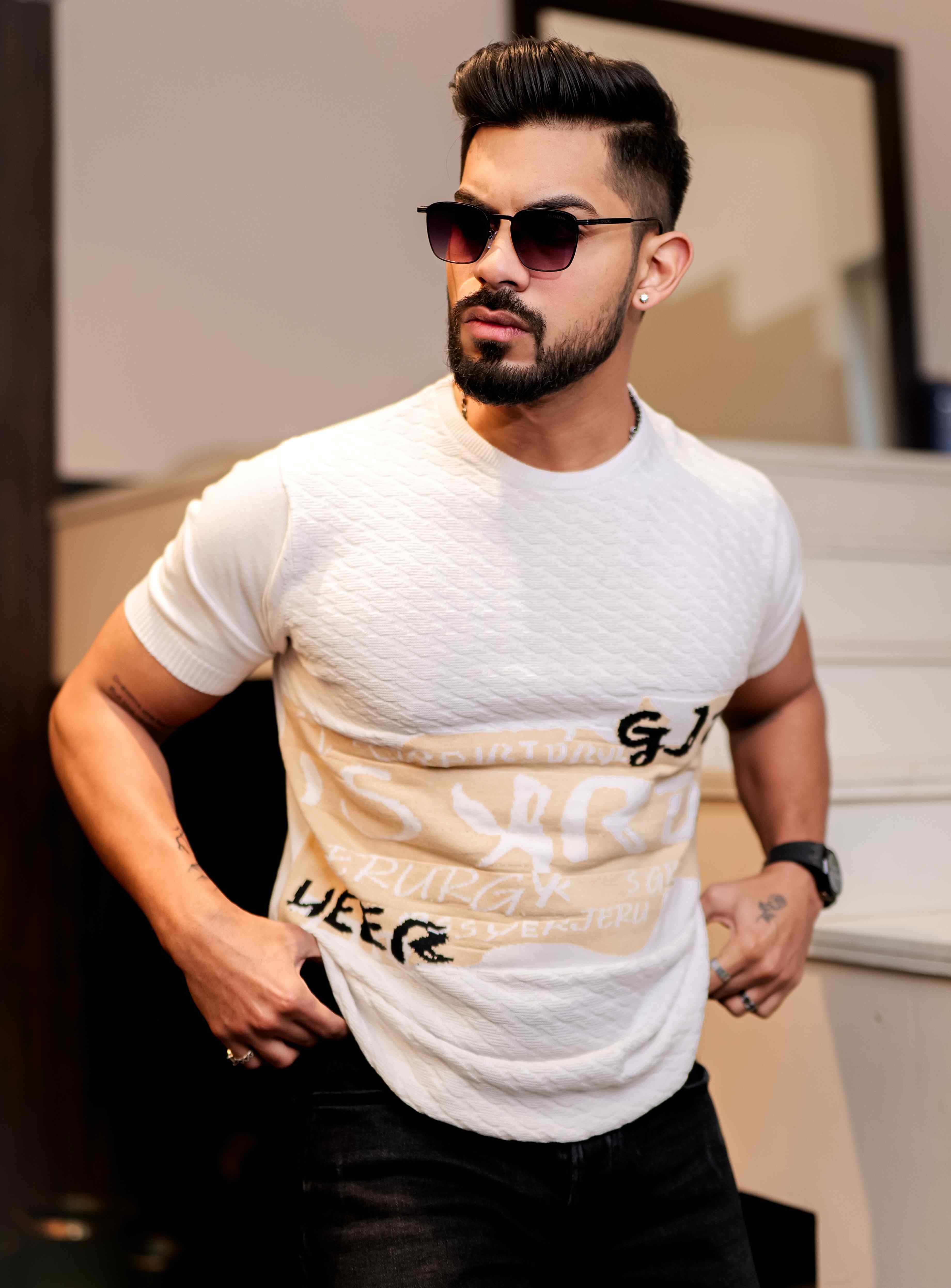 White Cotton Half Sleeve Premium T Shirt
