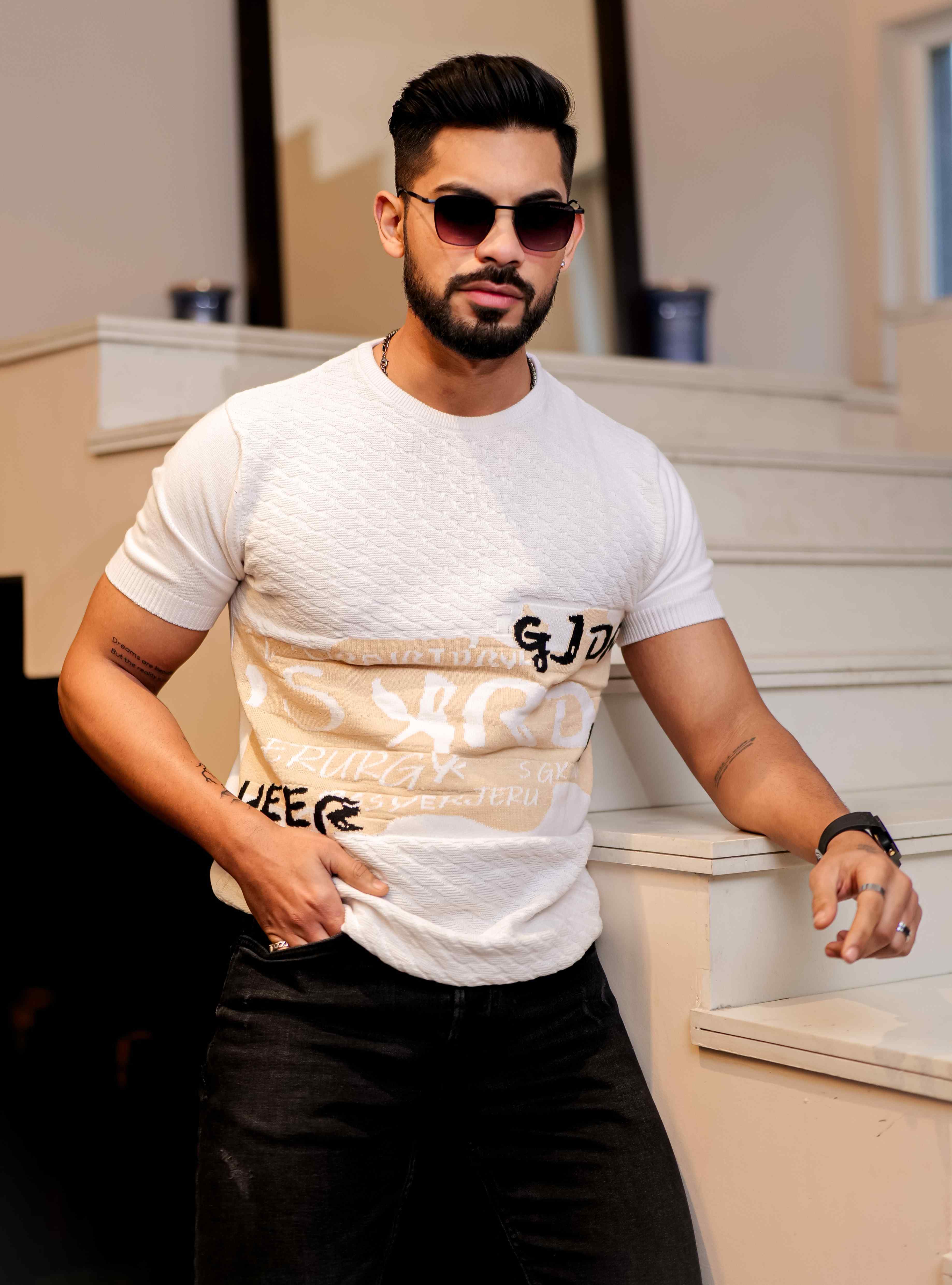 White Cotton Half Sleeve Premium T Shirt