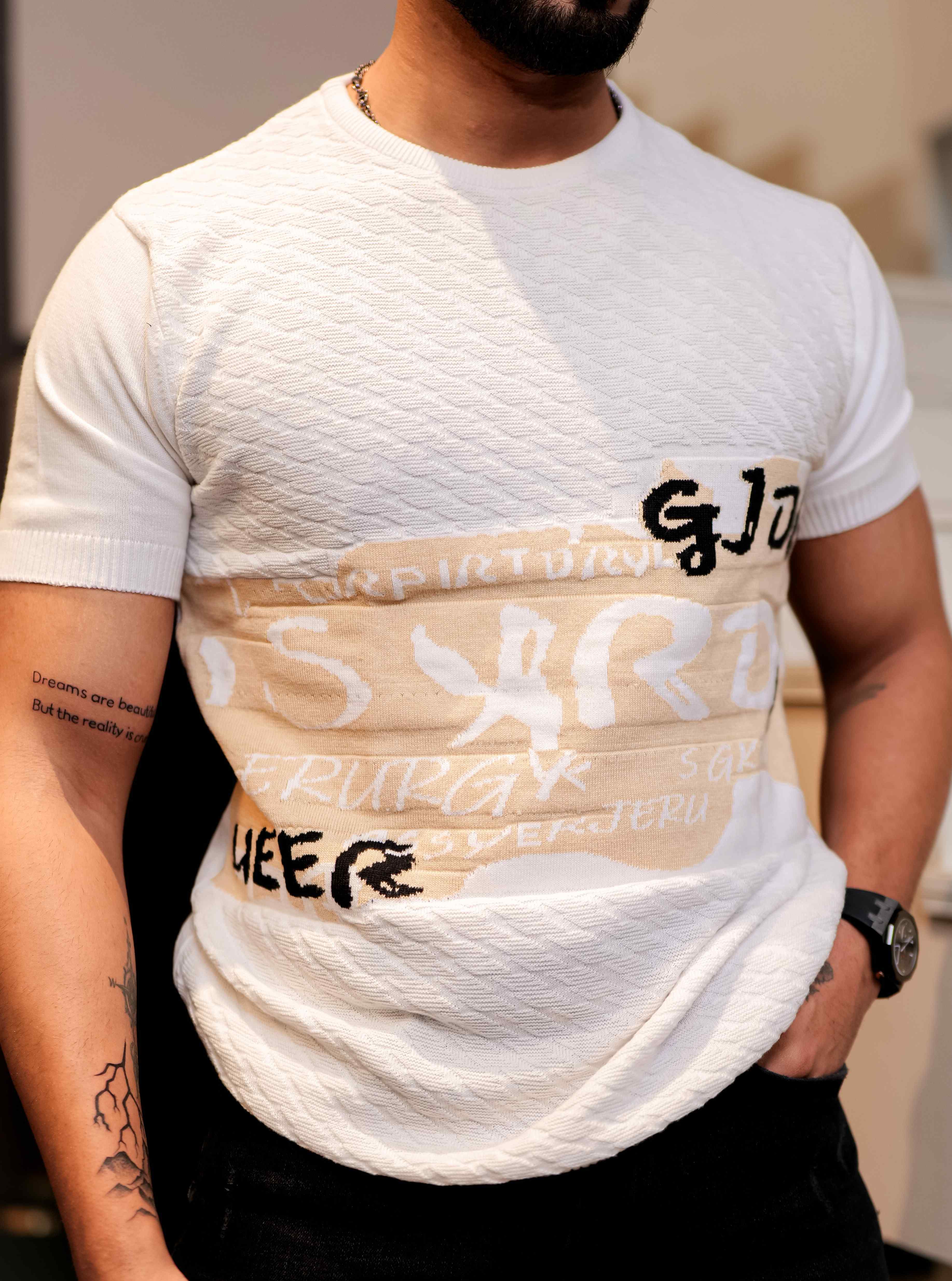 White Cotton Half Sleeve Premium T Shirt