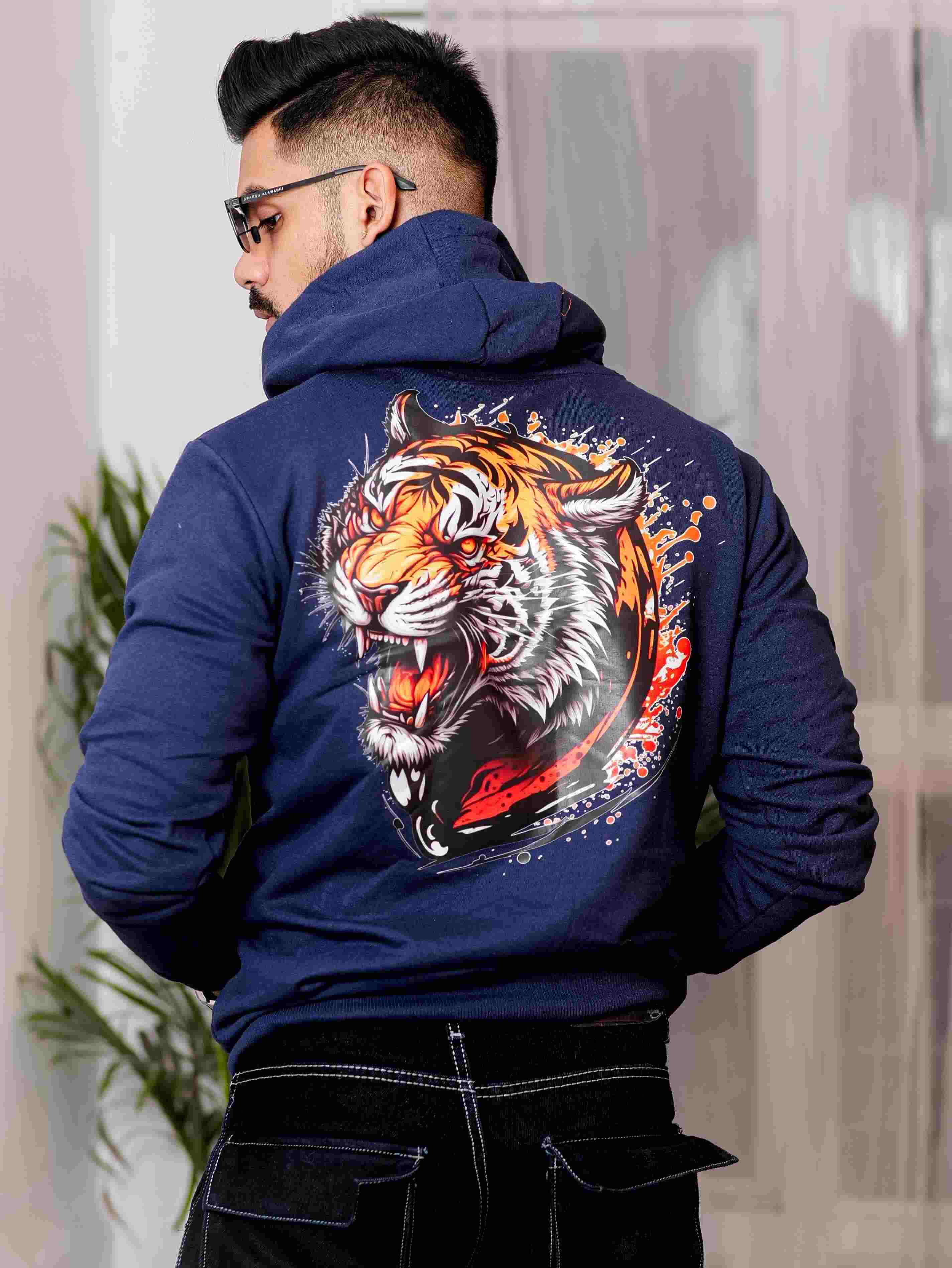 Navy Blue Cotton Full Sleeve Hoodie