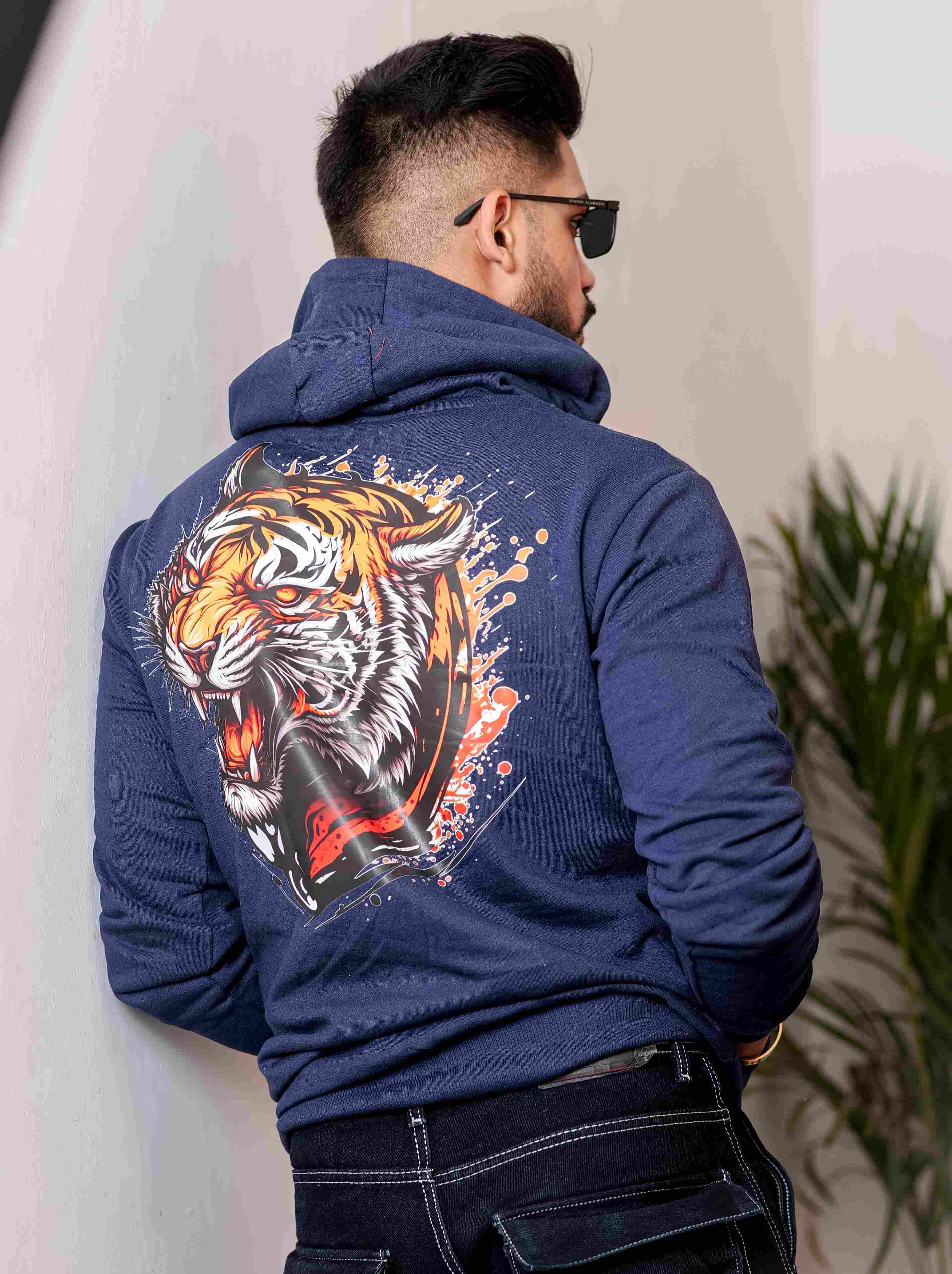 Navy Blue Cotton Full Sleeve Hoodie
