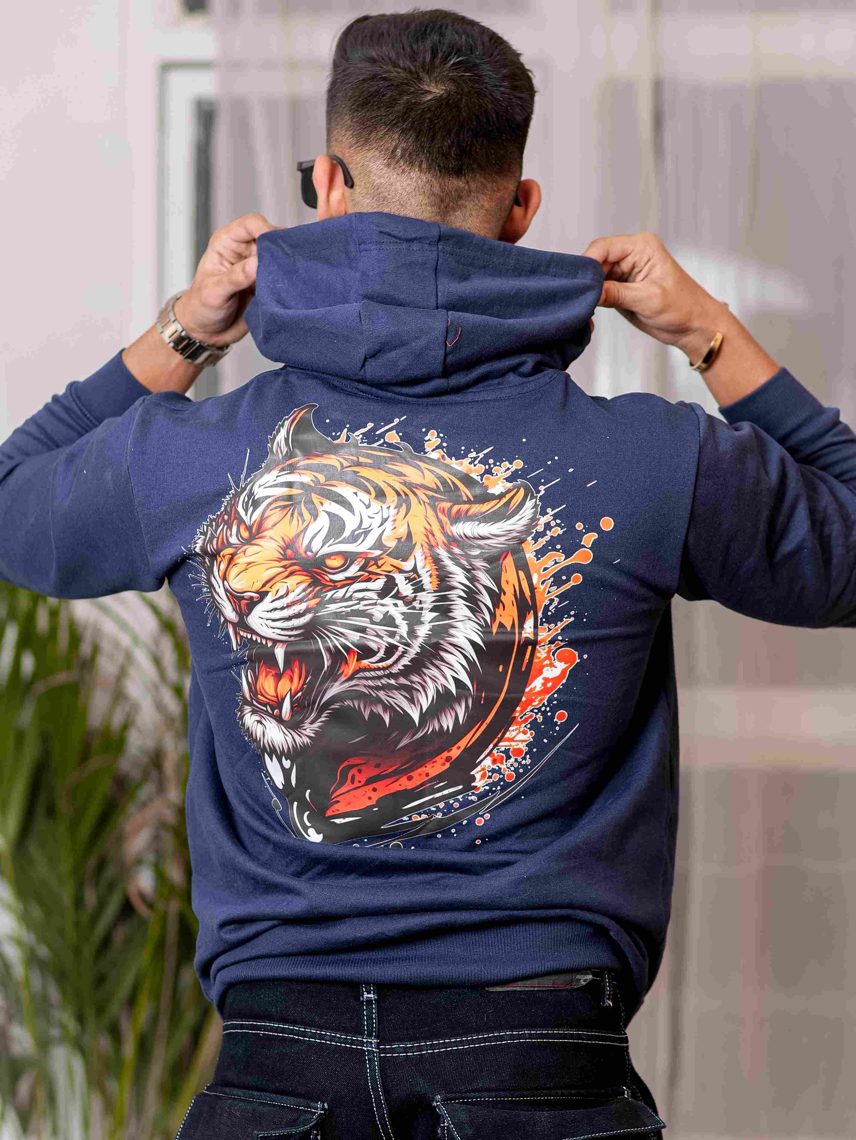 Navy Blue Cotton Full Sleeve Hoodie