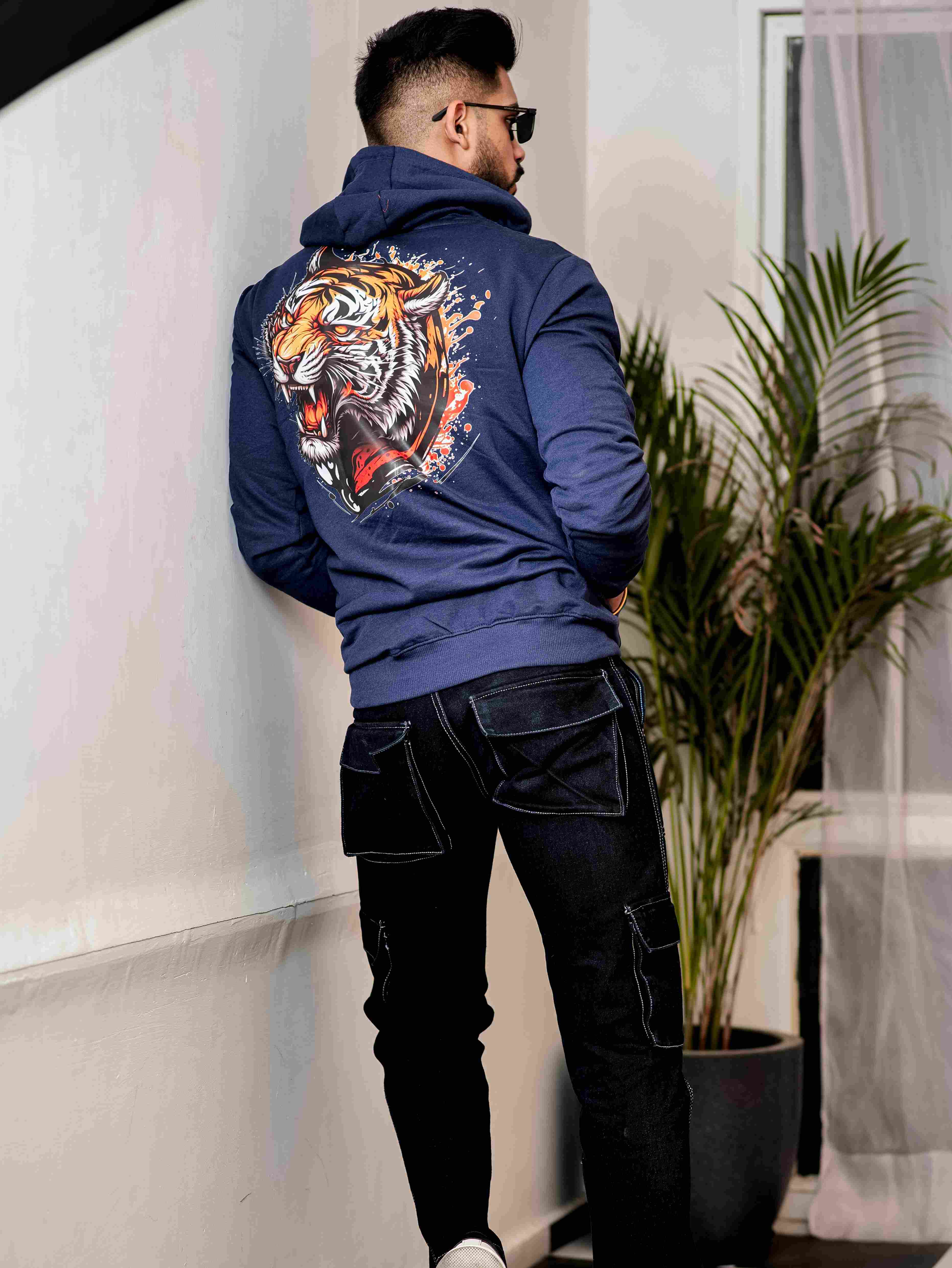 Navy Blue Cotton Full Sleeve Hoodie