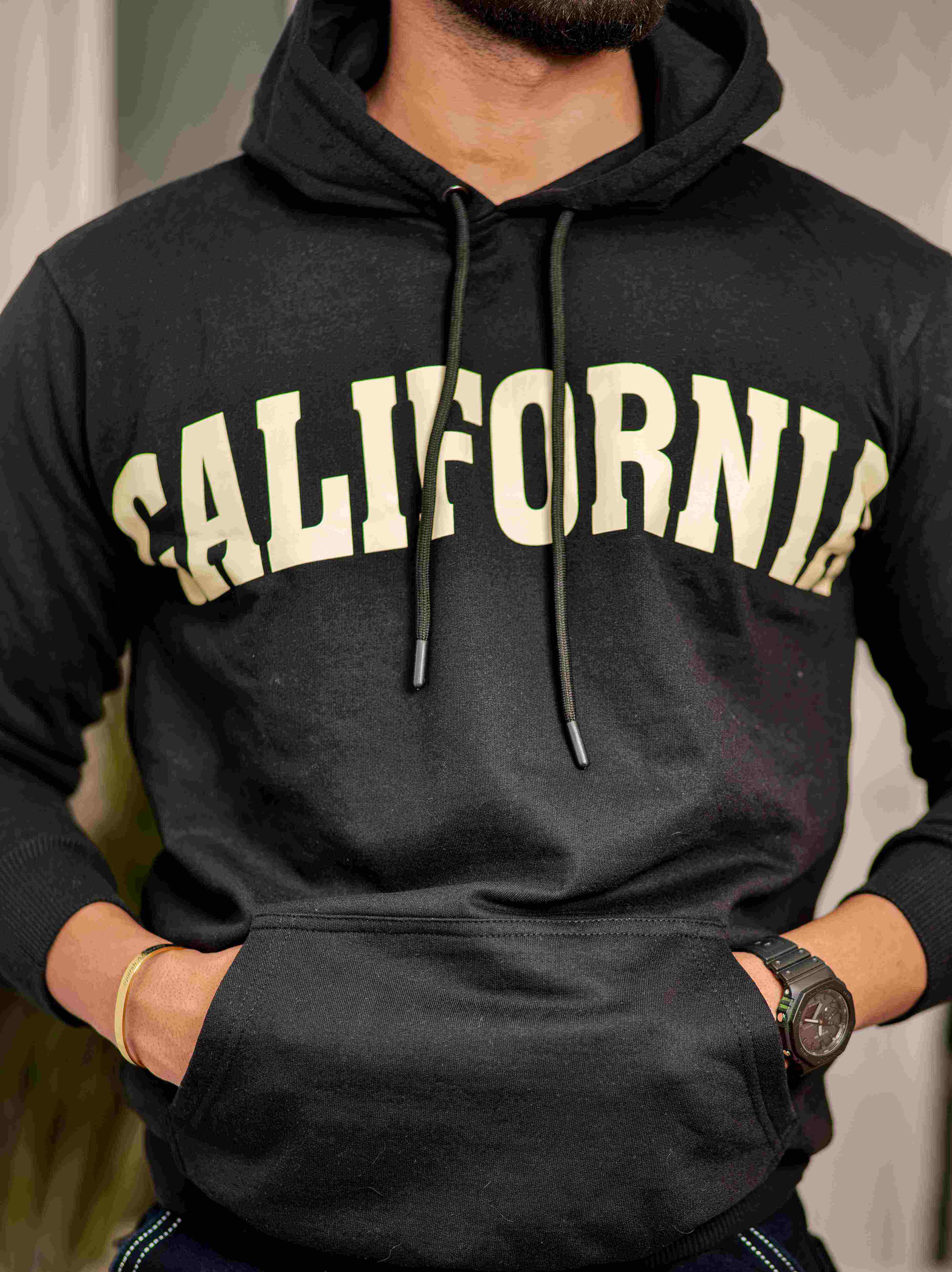 Black Cotton Full Sleeve Hoodie