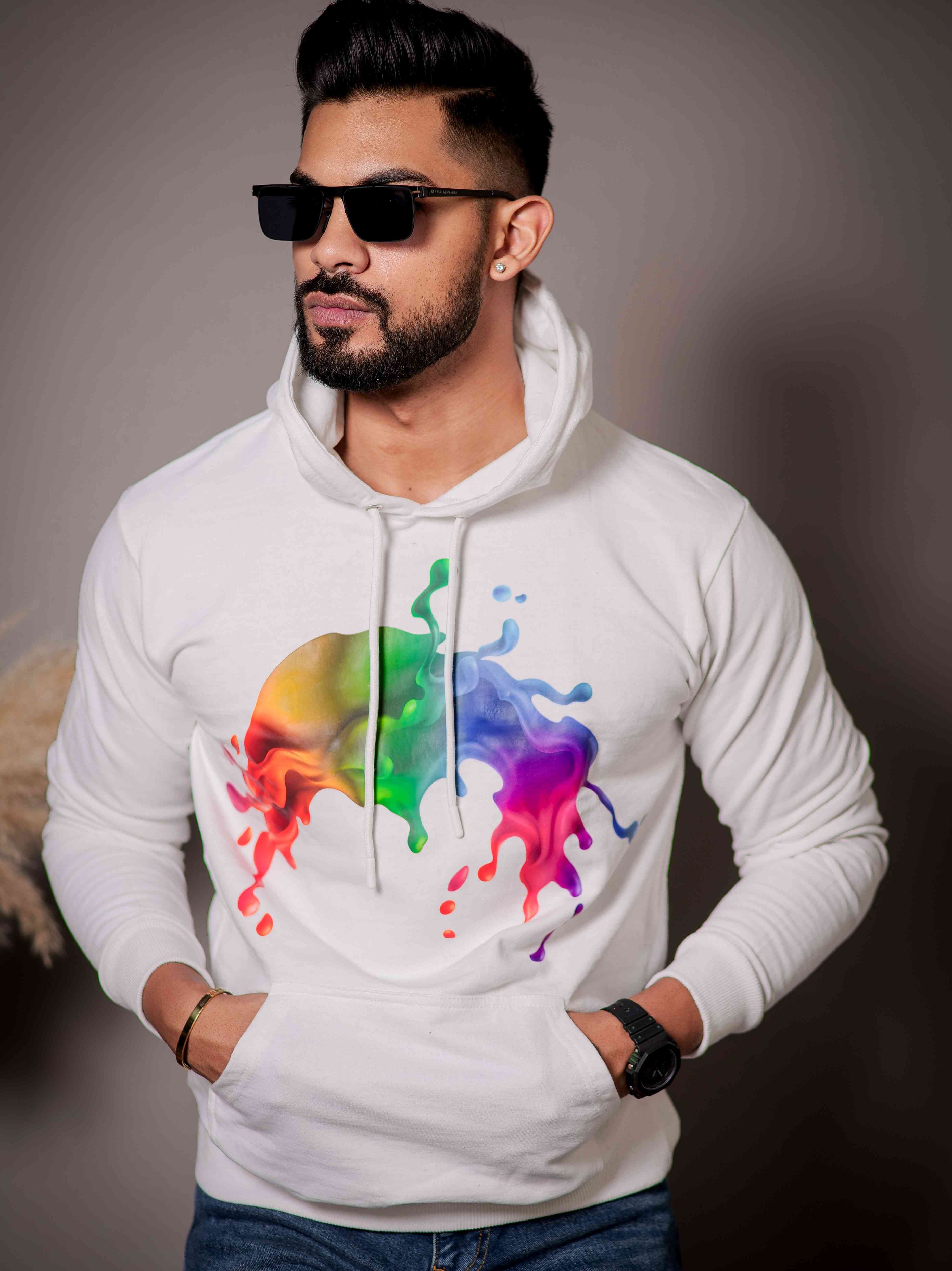 White Cotton Full Sleeve Hoodie