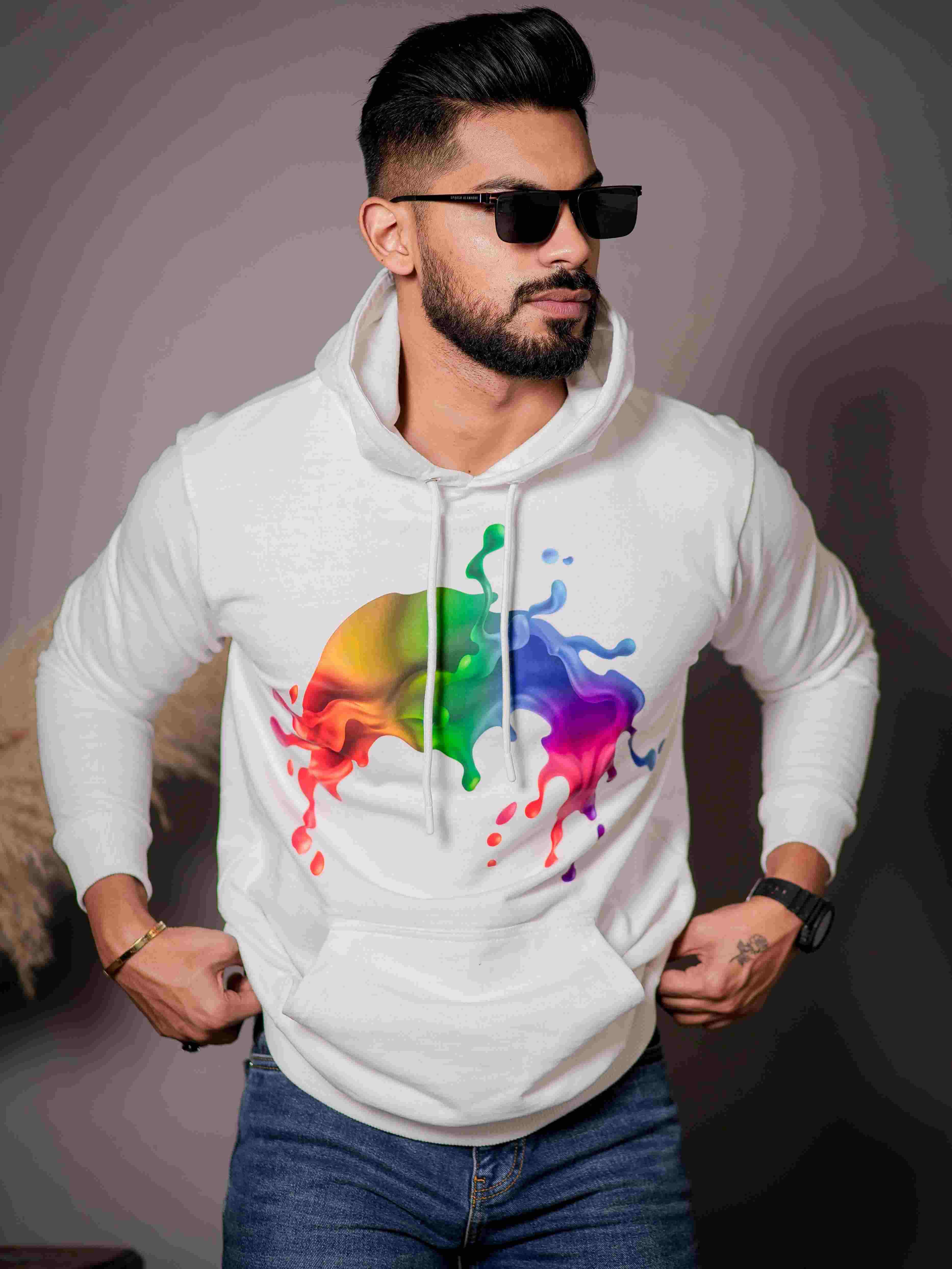 White Cotton Full Sleeve Hoodie