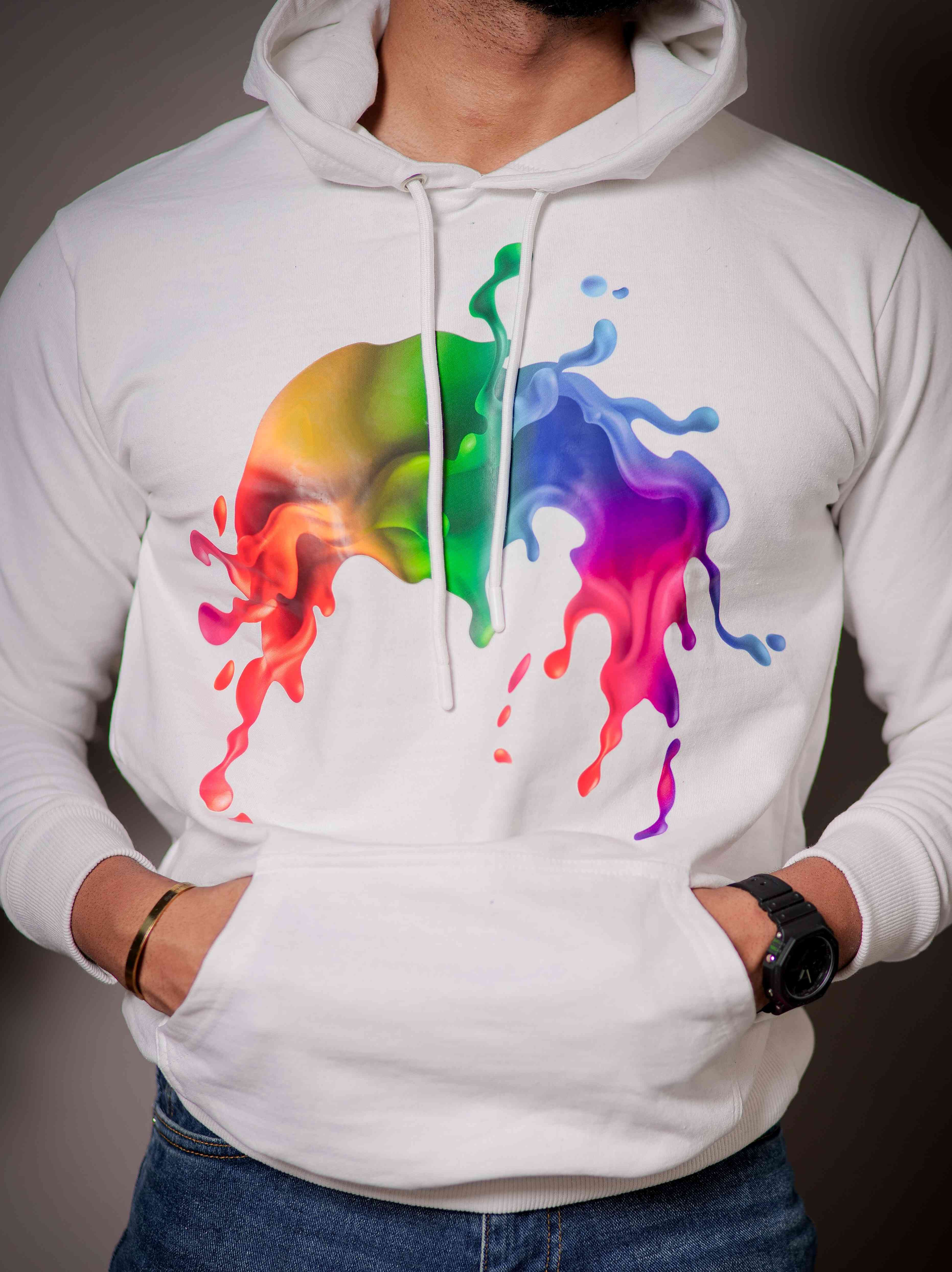 White Cotton Full Sleeve Hoodie