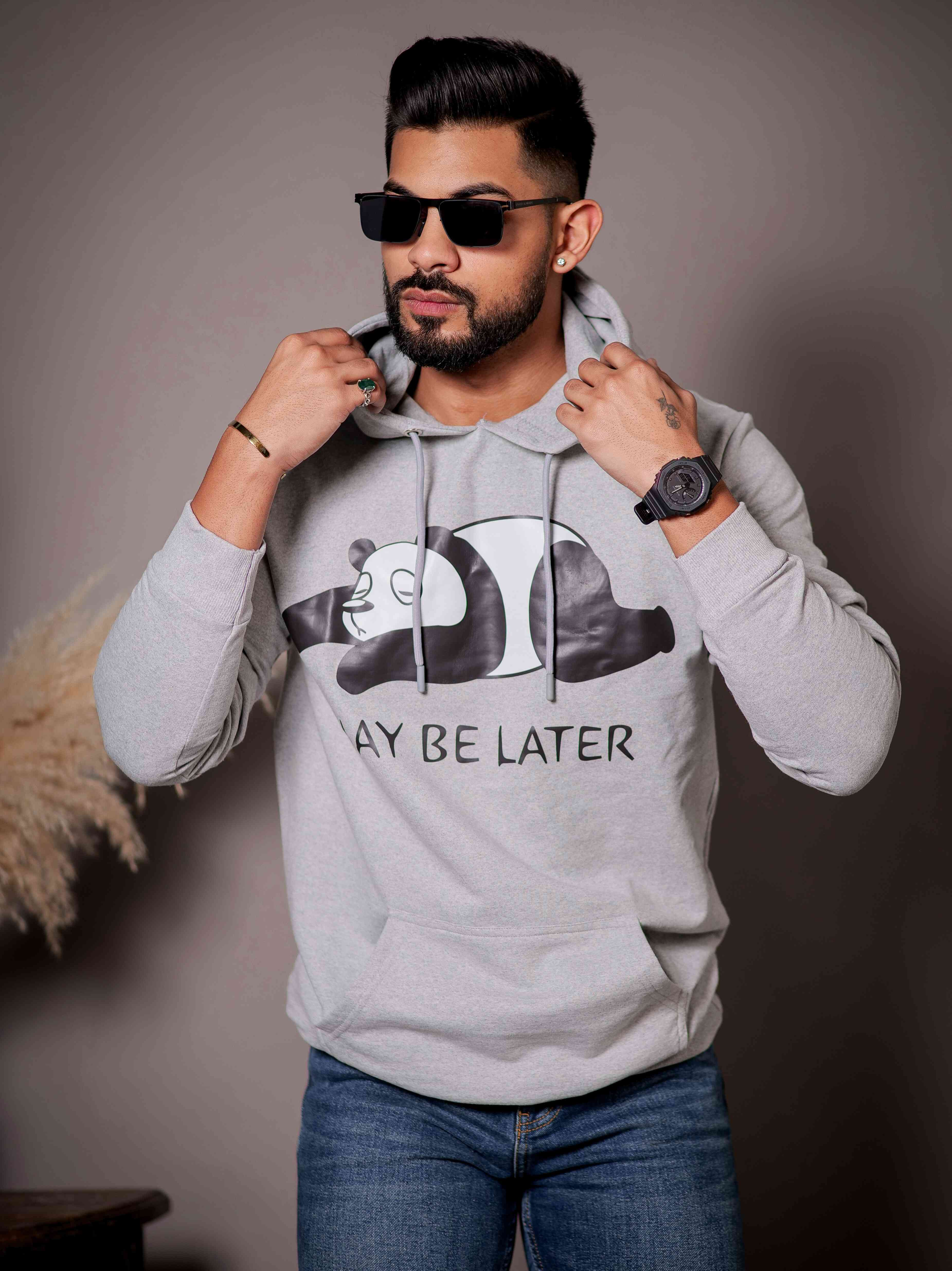 Grey Cotton Full Sleeve Hoodie