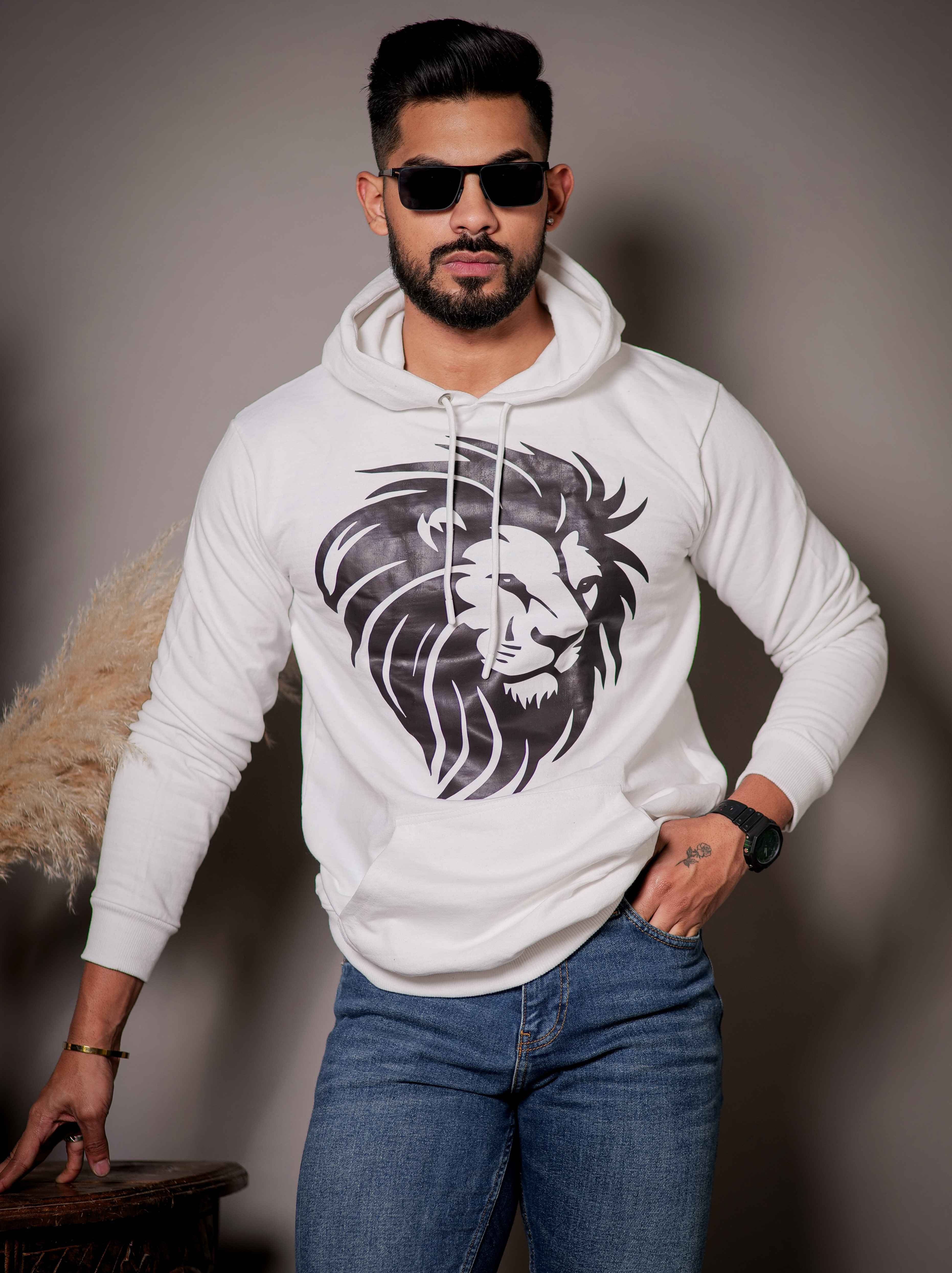 White Cotton Full Sleeve Hoodie