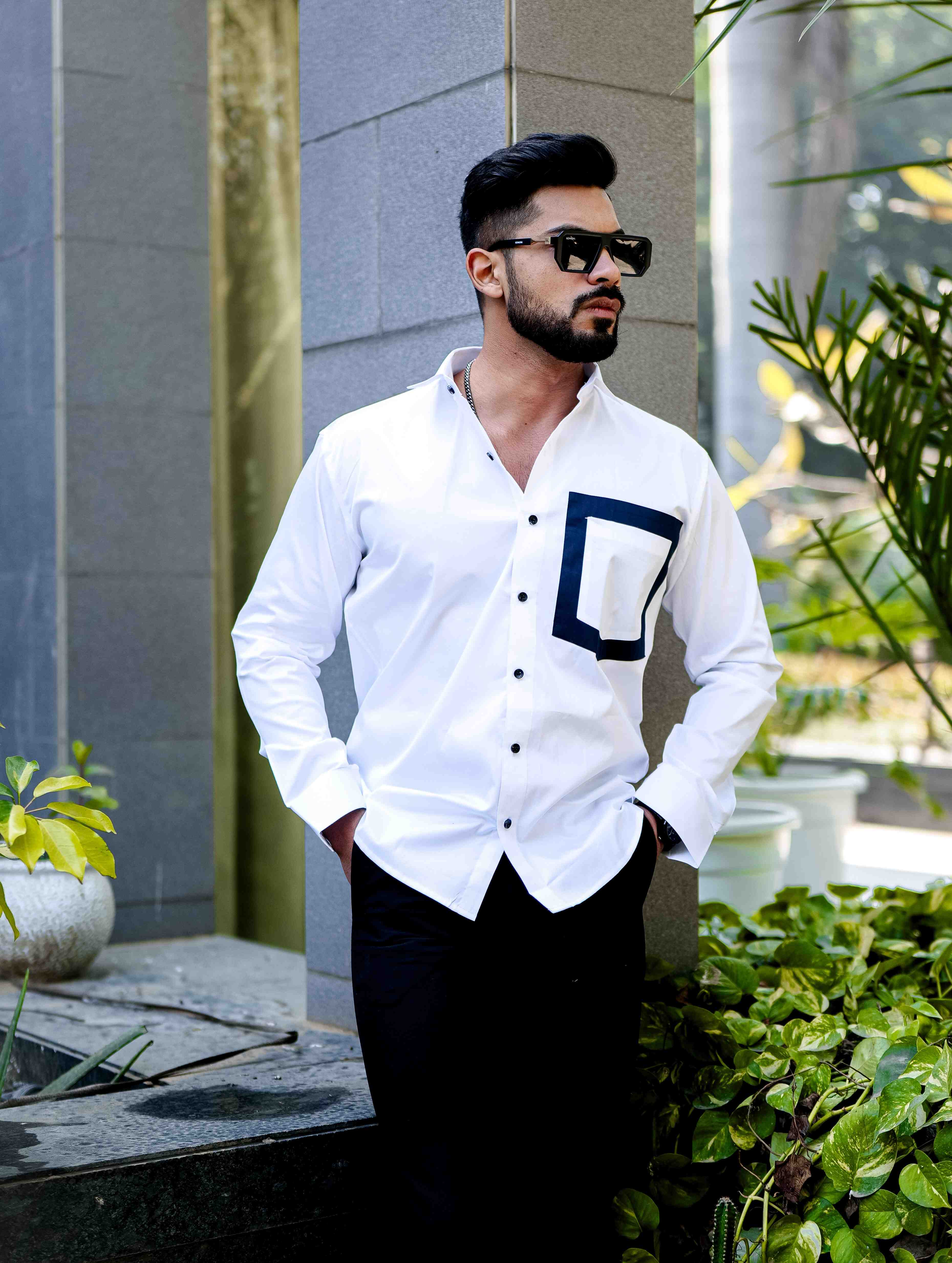 White Satin Cotton Designer Shirt