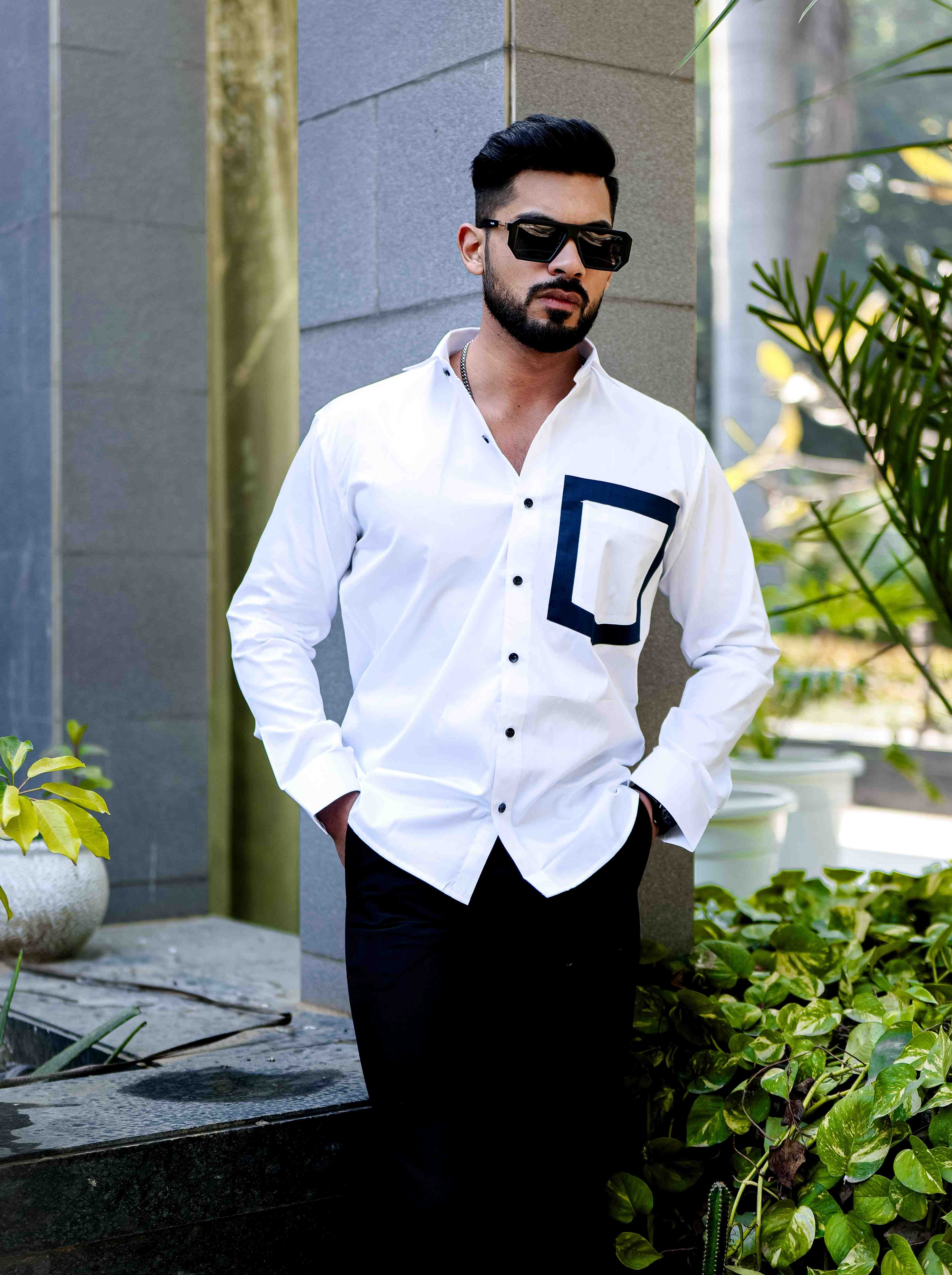 White Satin Cotton Designer Shirt