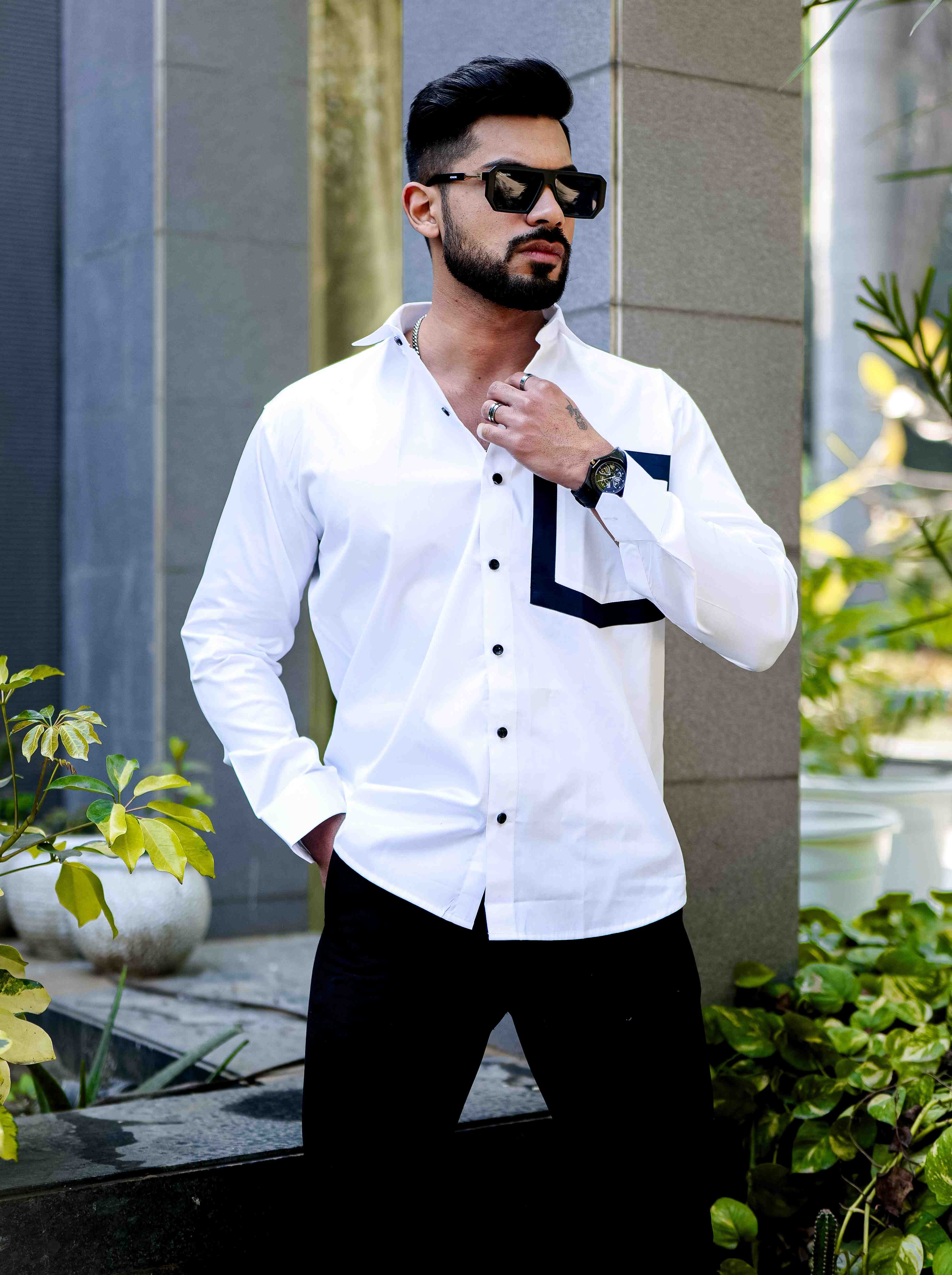 White Satin Cotton Designer Shirt