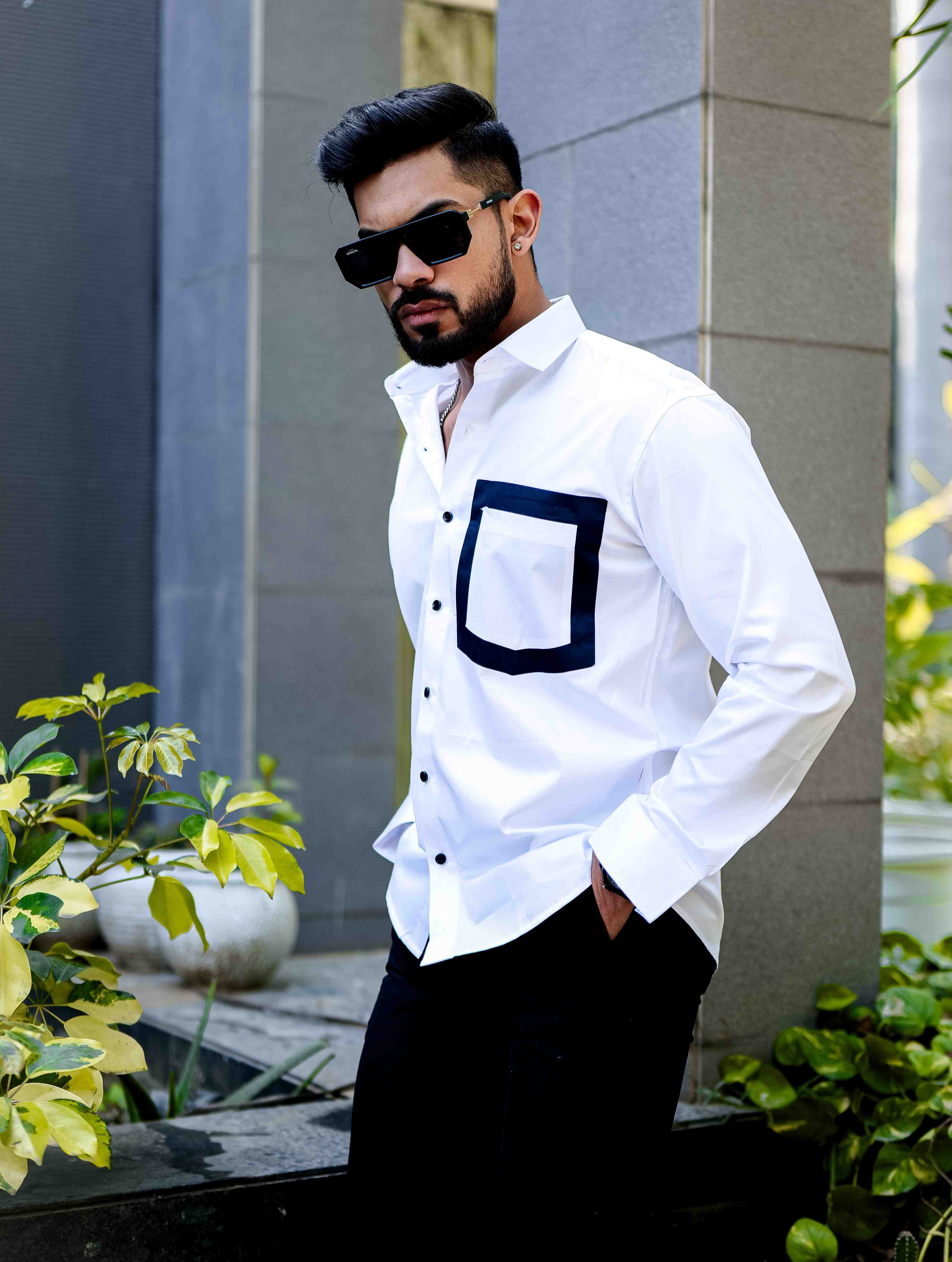 White Satin Cotton Designer Shirt