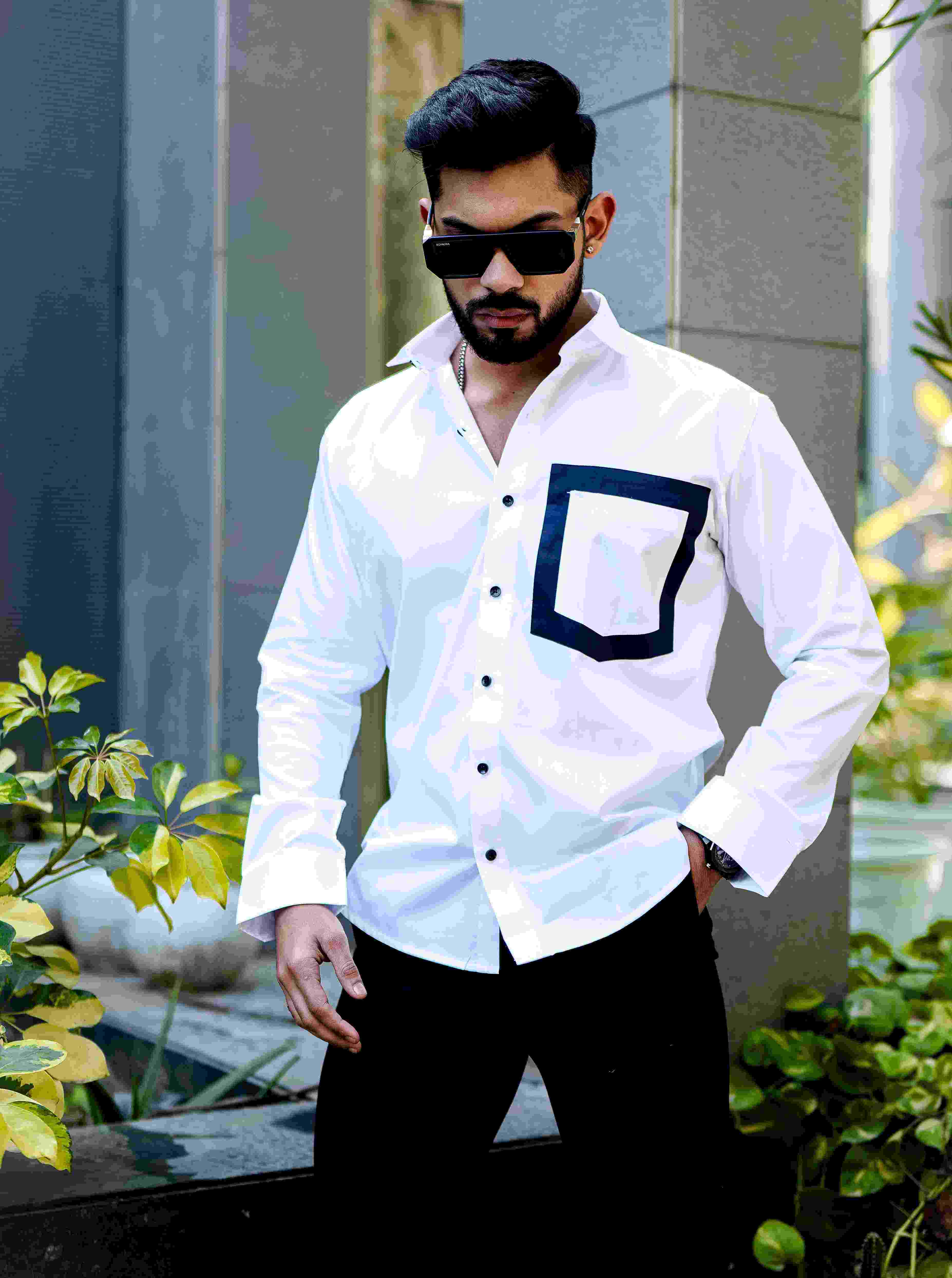 White Satin Cotton Designer Shirt