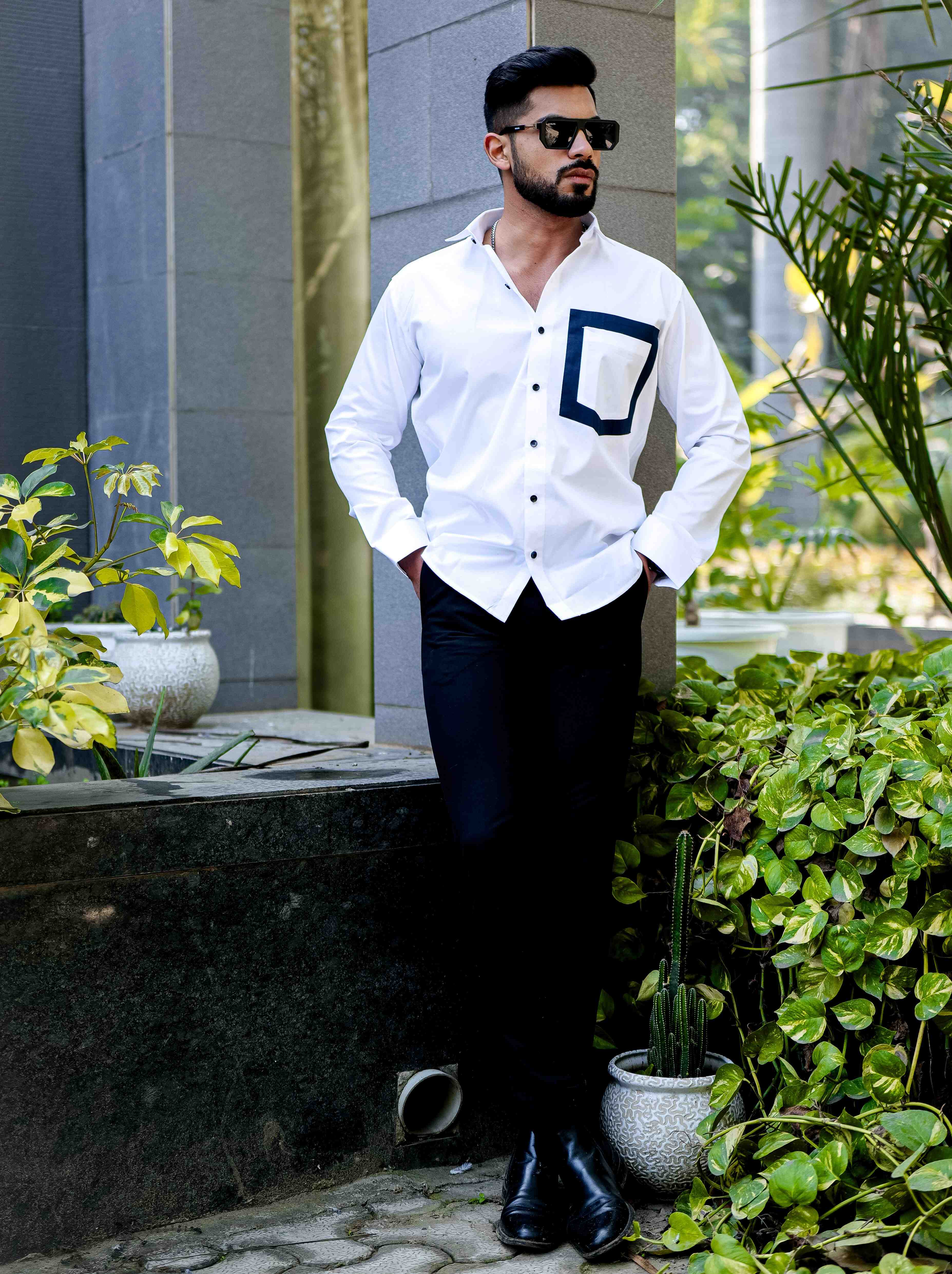 White Satin Cotton Designer Shirt