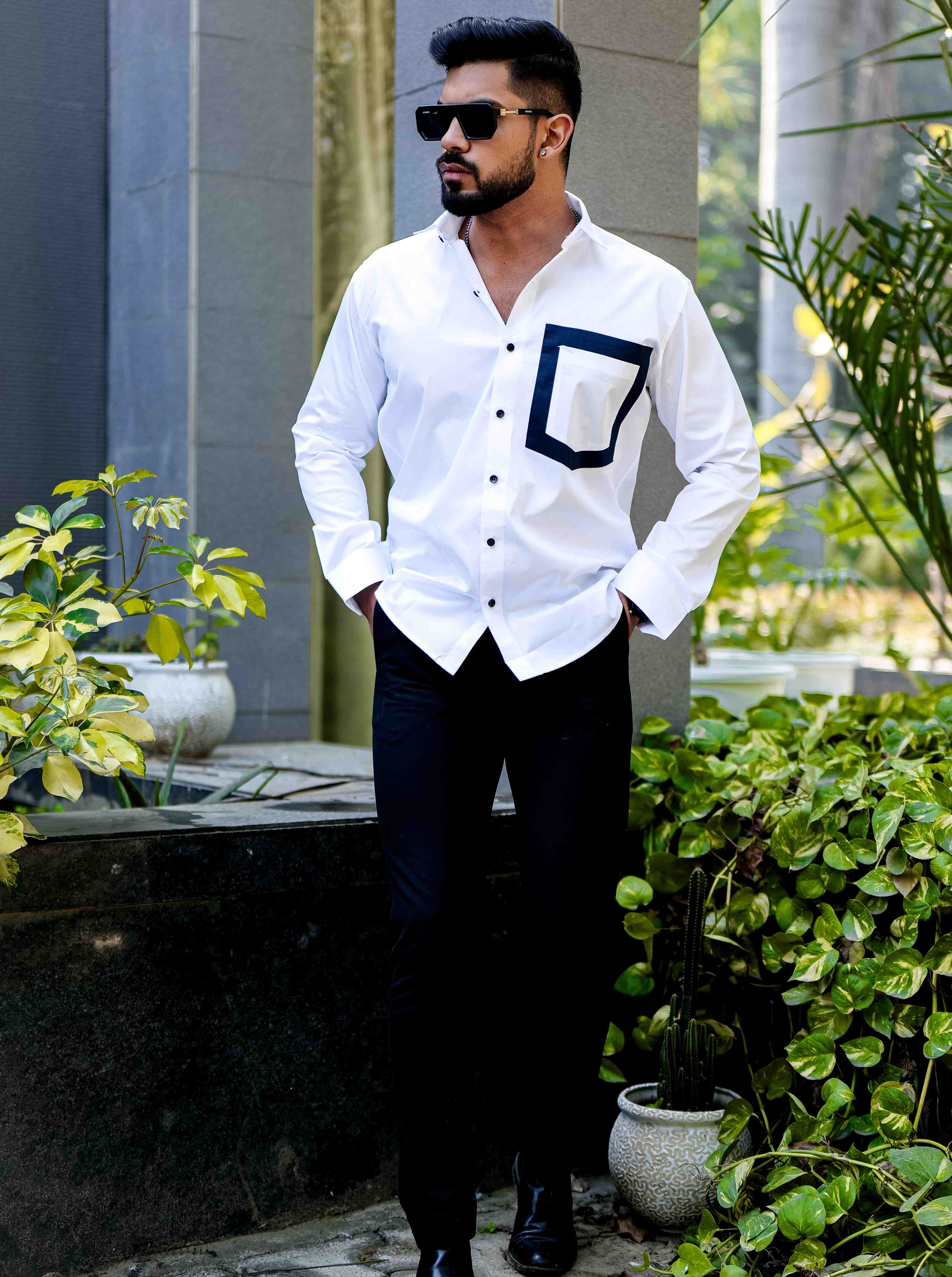 White Satin Cotton Designer Shirt
