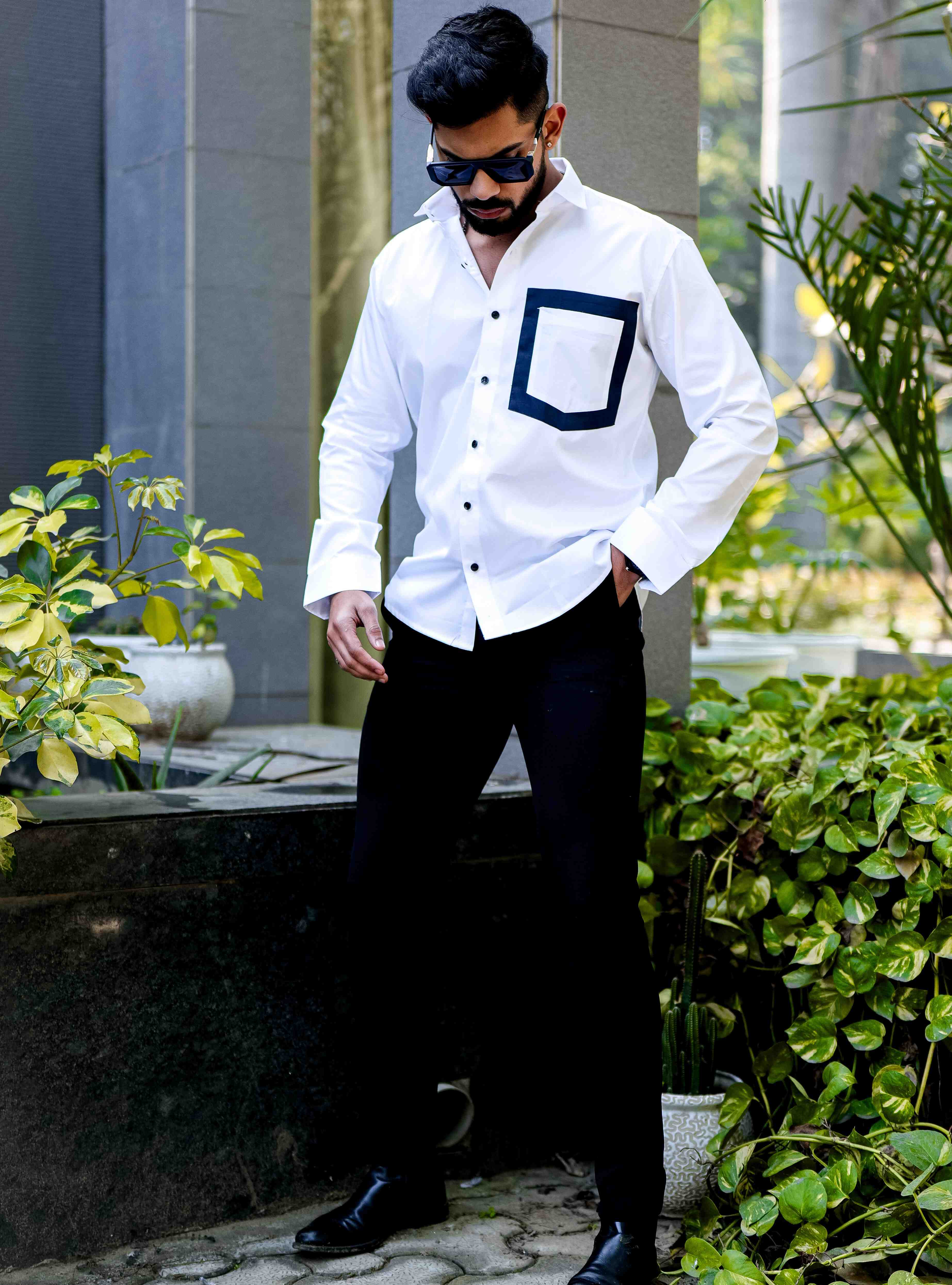 White Satin Cotton Designer Shirt