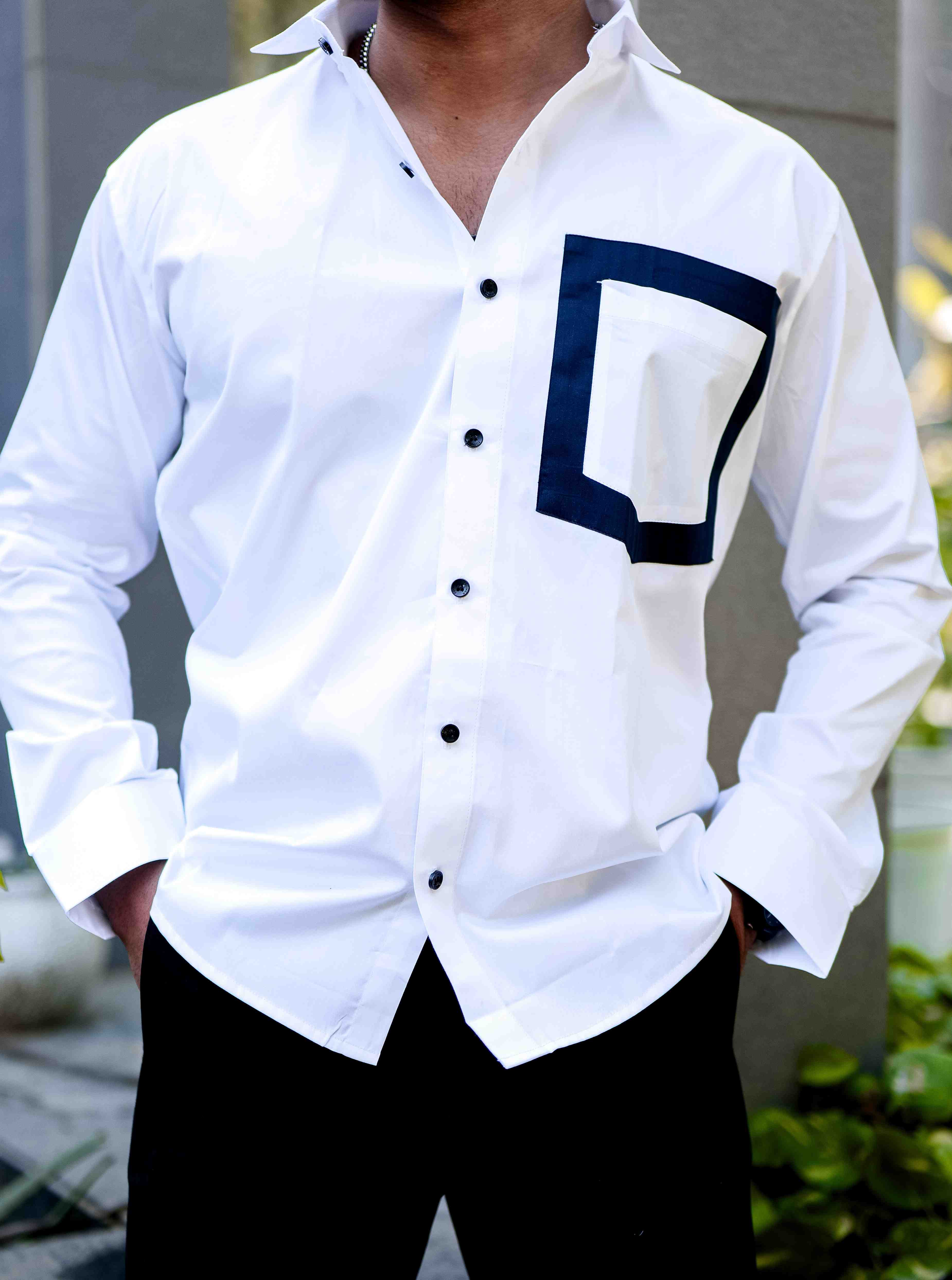 White Satin Cotton Designer Shirt