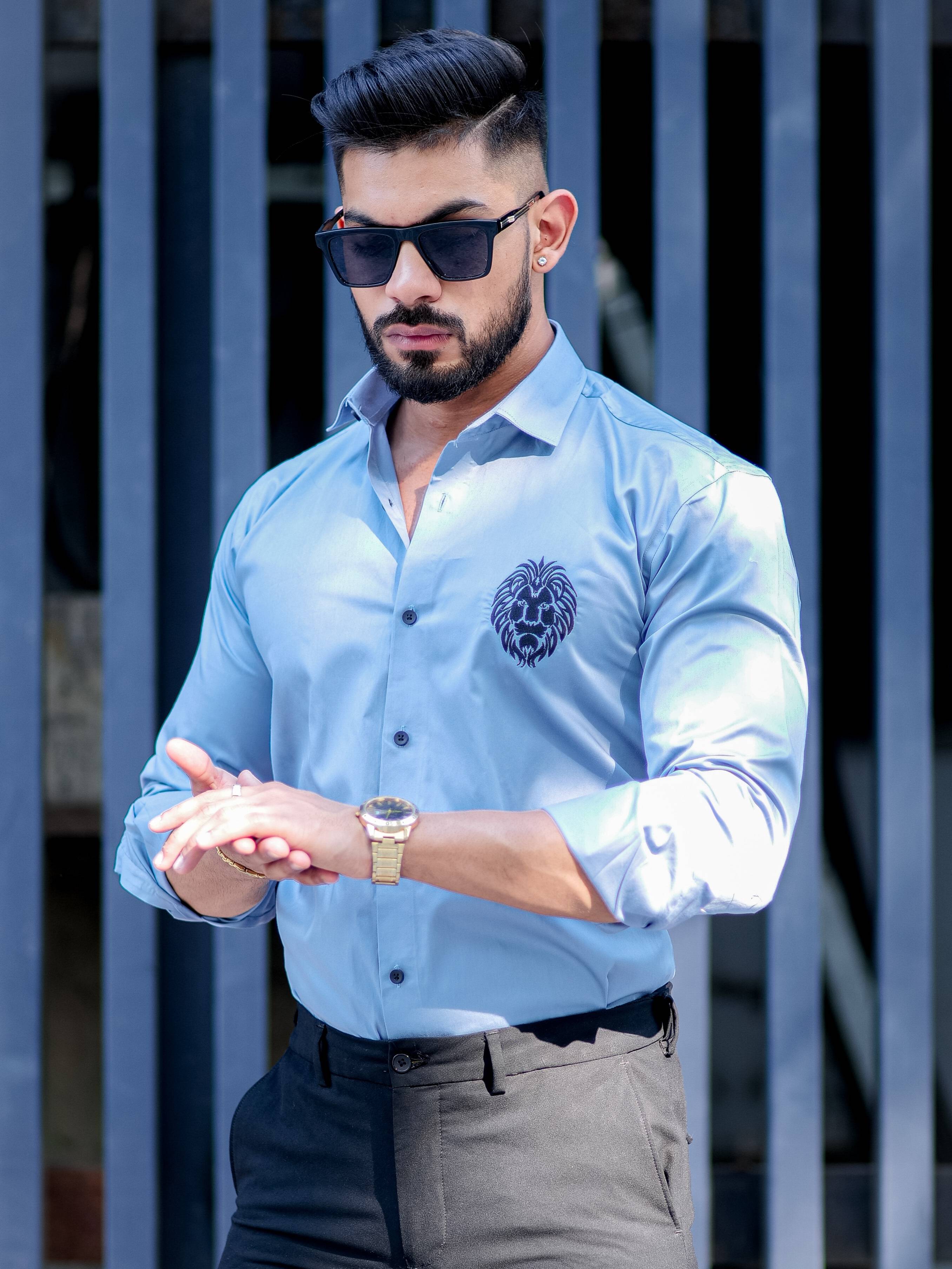Mufasa Sky Embroidered Black Premium Shirt For Men