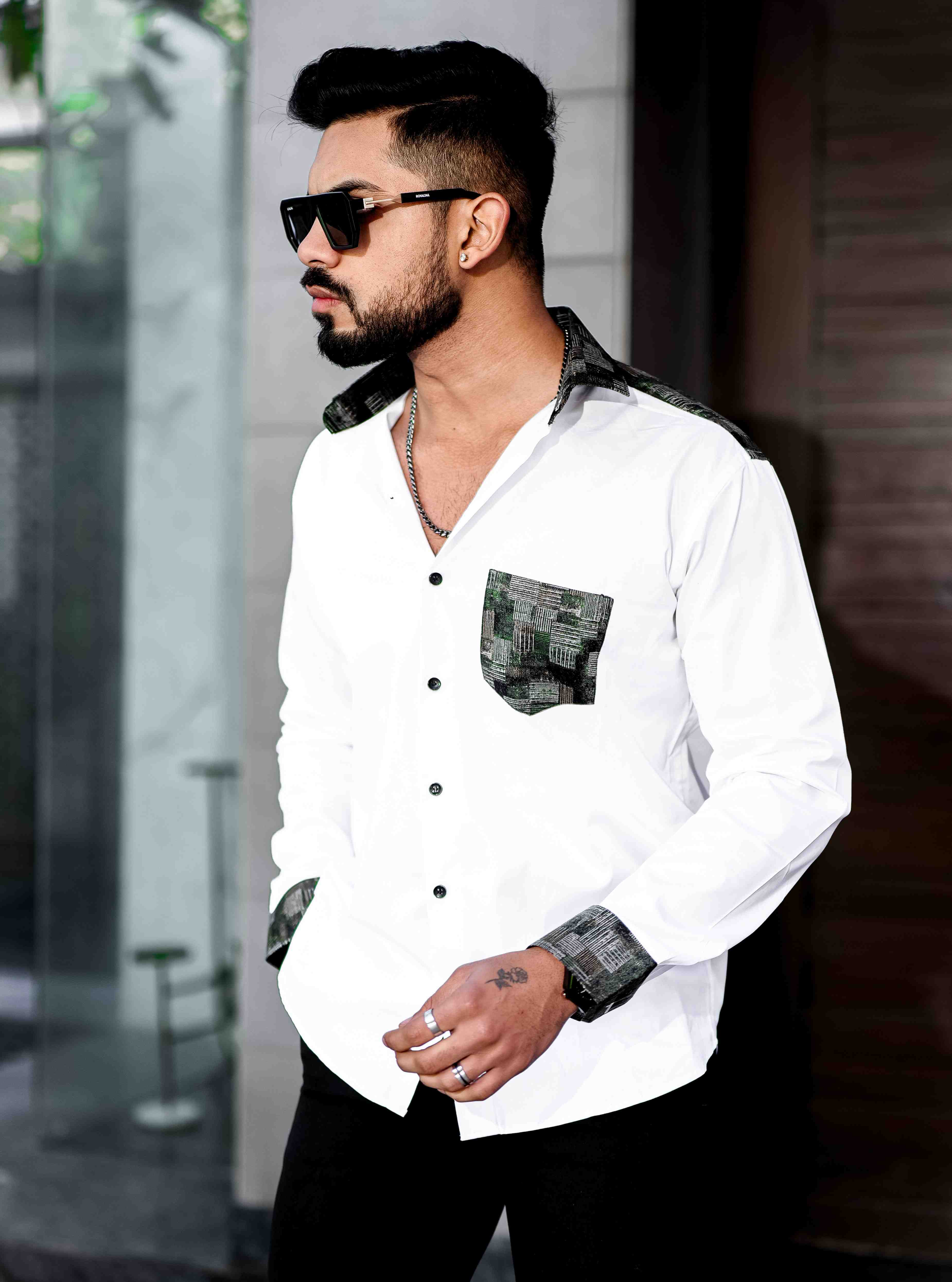 White Satin Cotton Designer Shirt