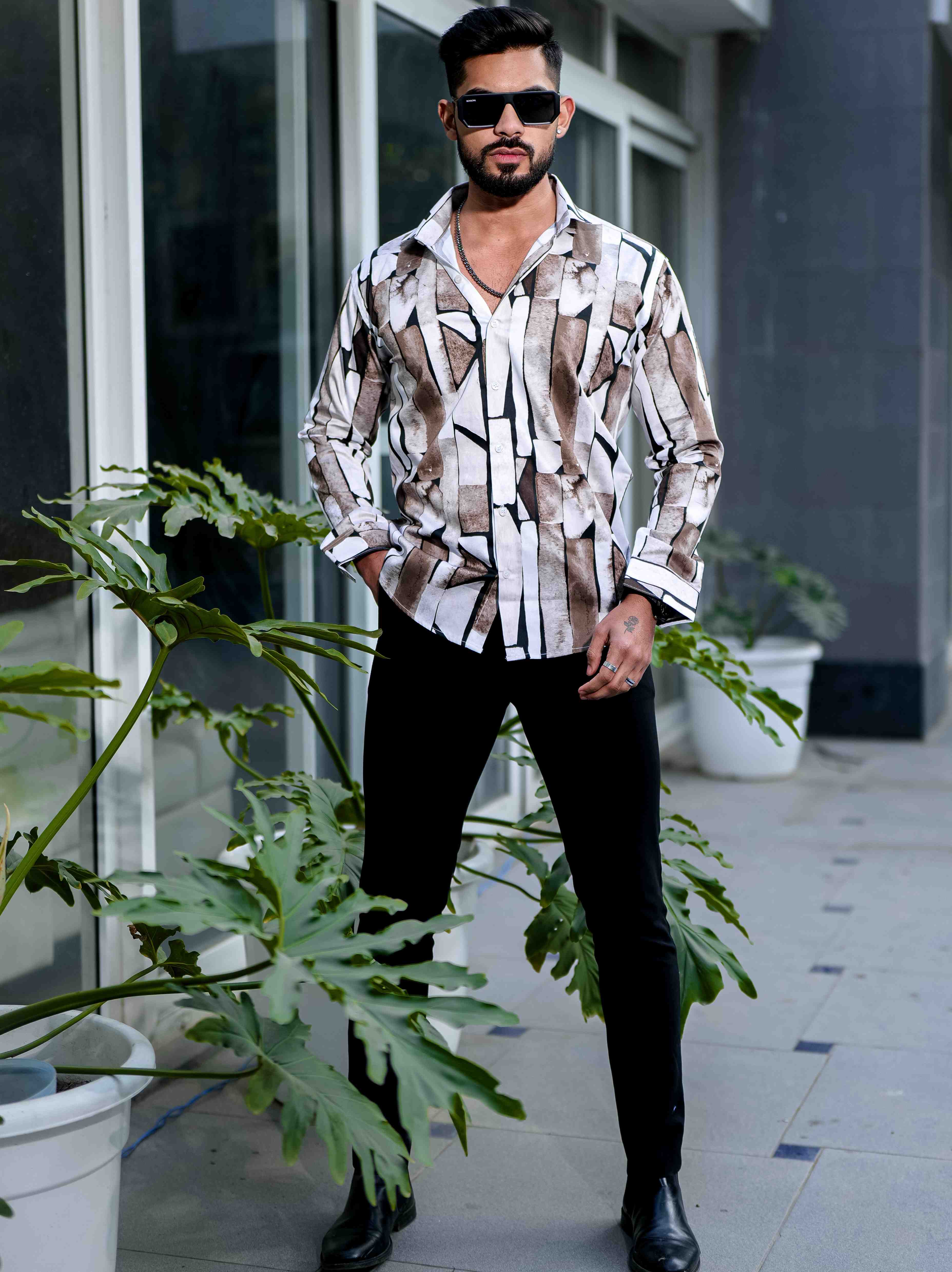 Wood Giza Cotton Print Premium Shirt