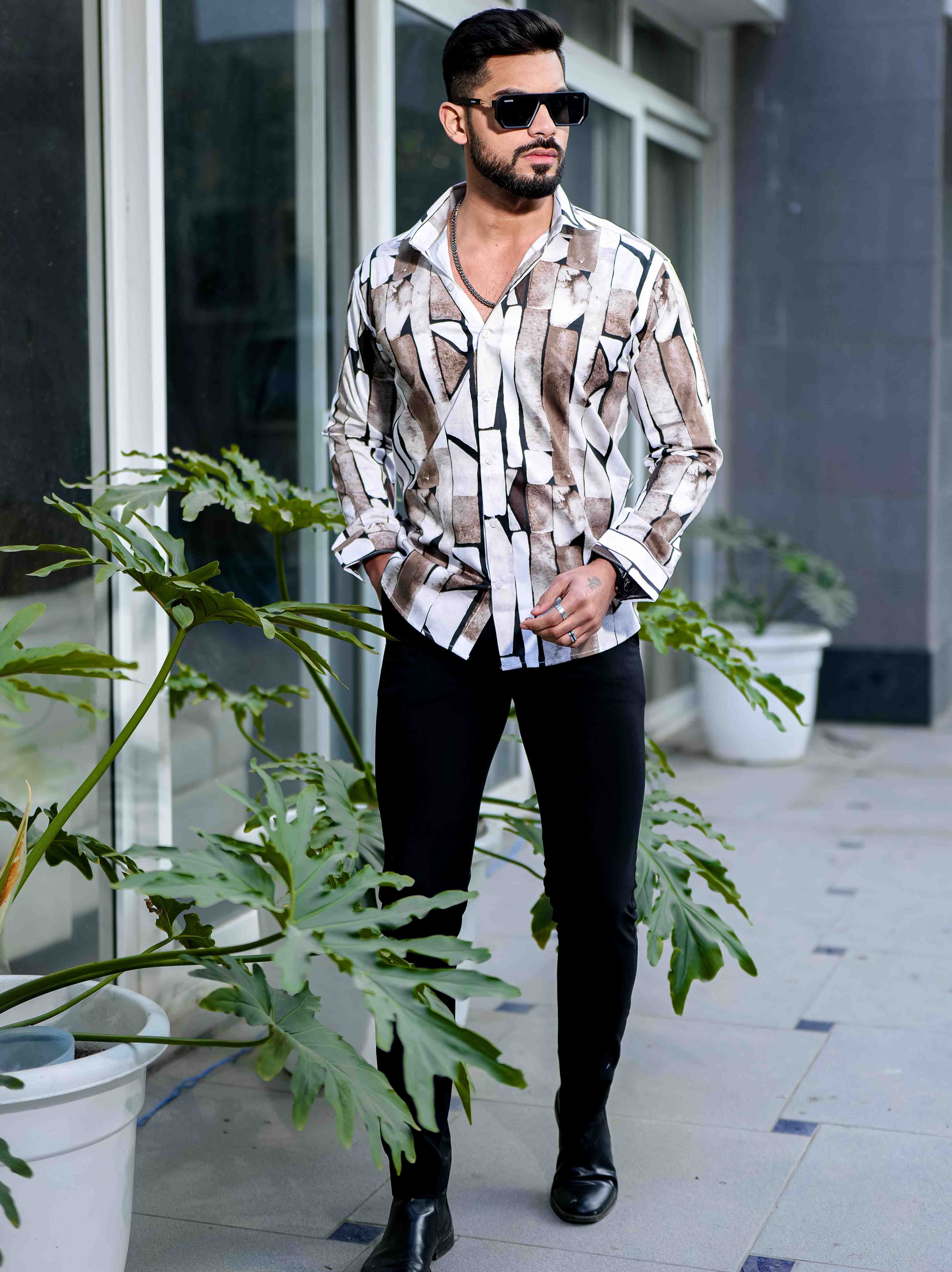 Wood Giza Cotton Print Premium Shirt
