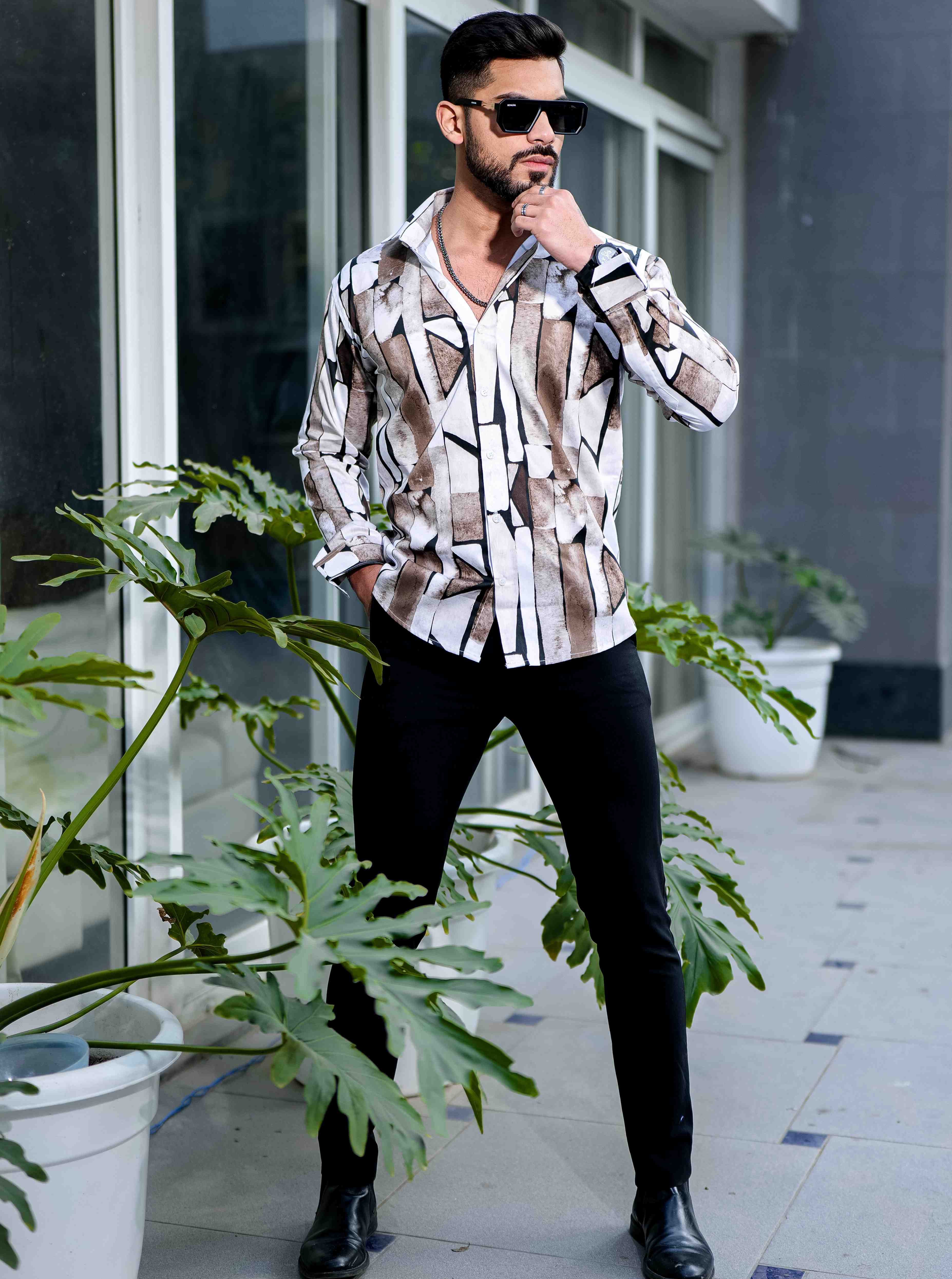 Wood Giza Cotton Print Premium Shirt