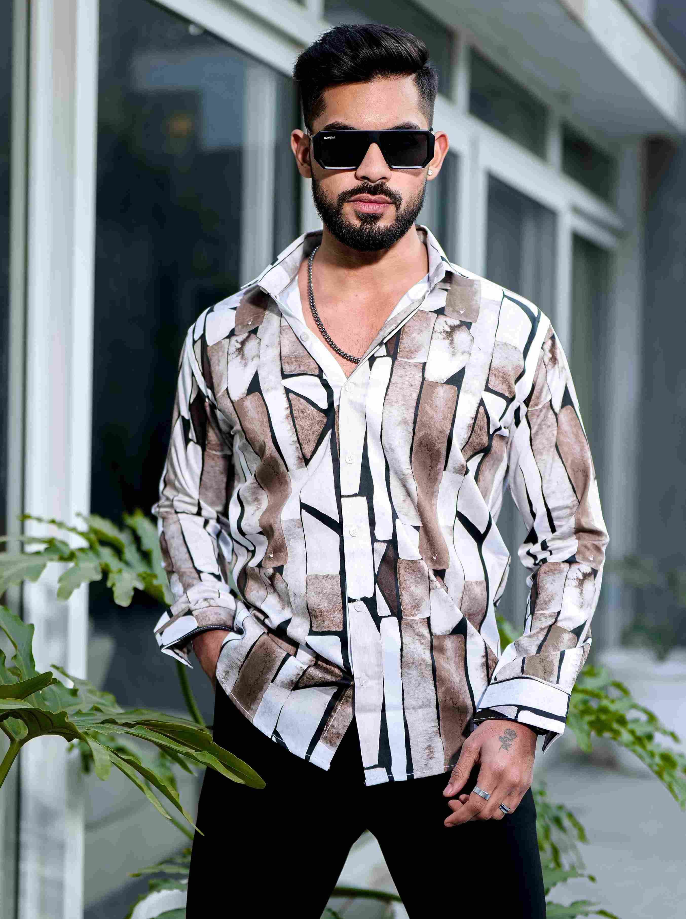 Wood Giza Cotton Print Premium Shirt