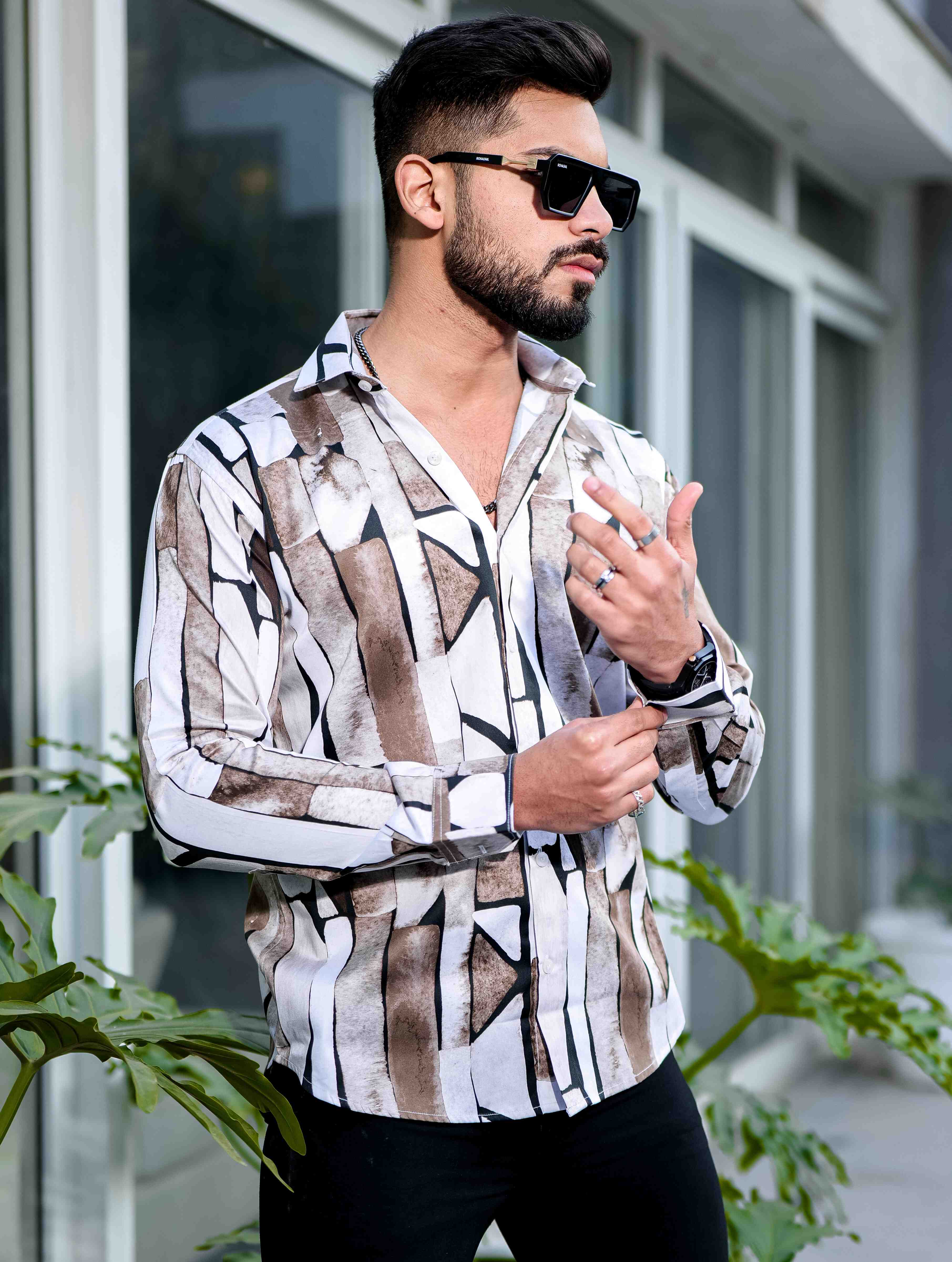 Wood Giza Cotton Print Premium Shirt