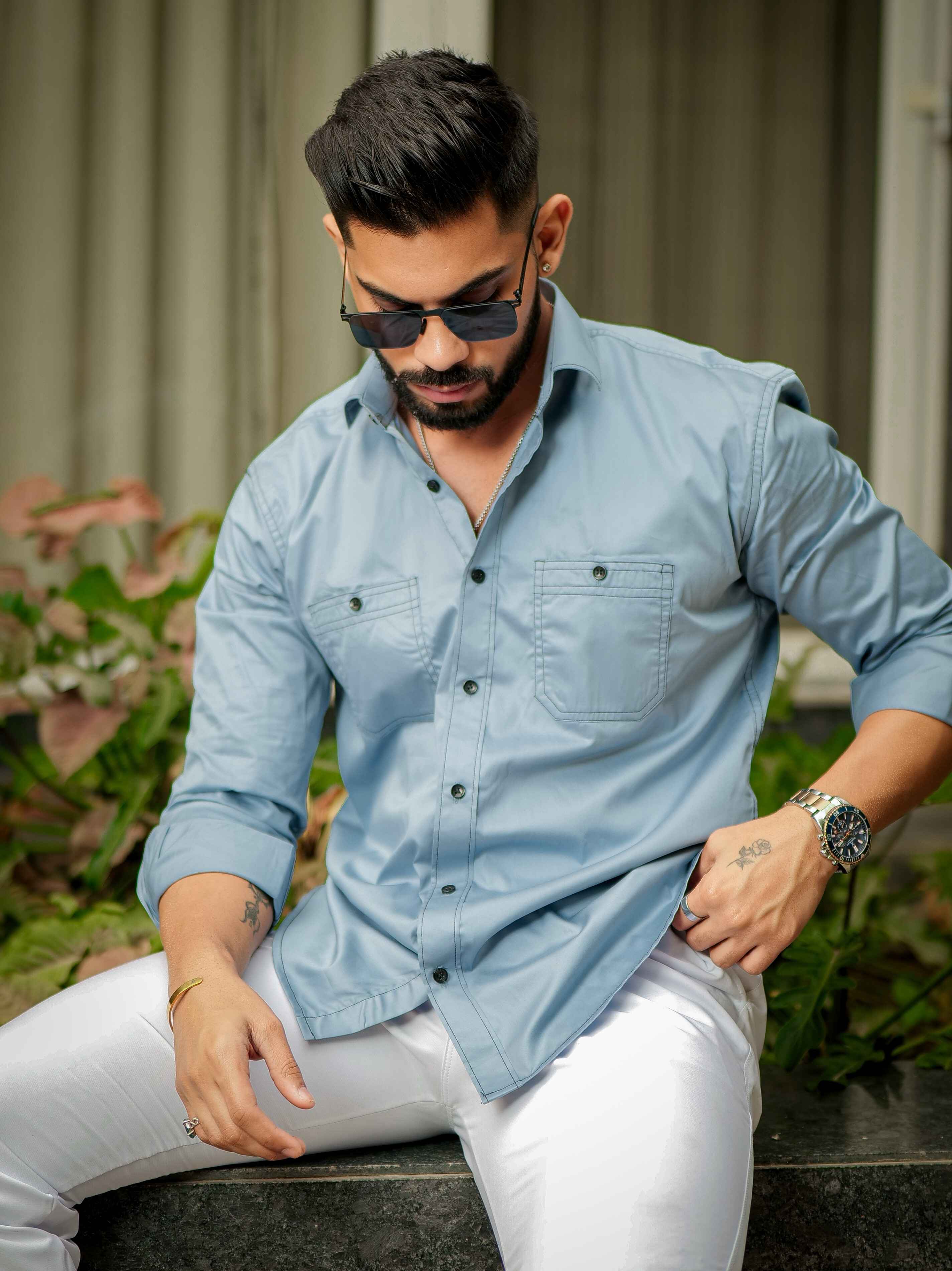 Sky Satin Cotton Over Shirt