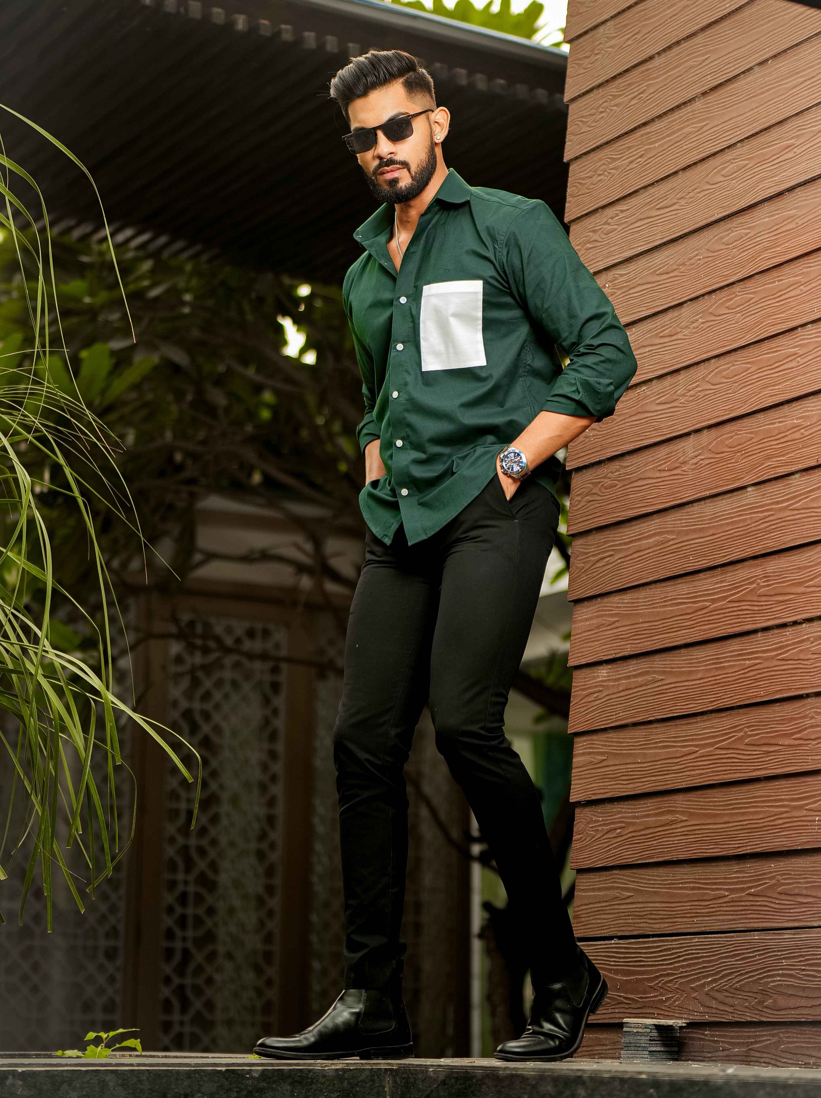 Green Oxford Cotton Designer Shirt